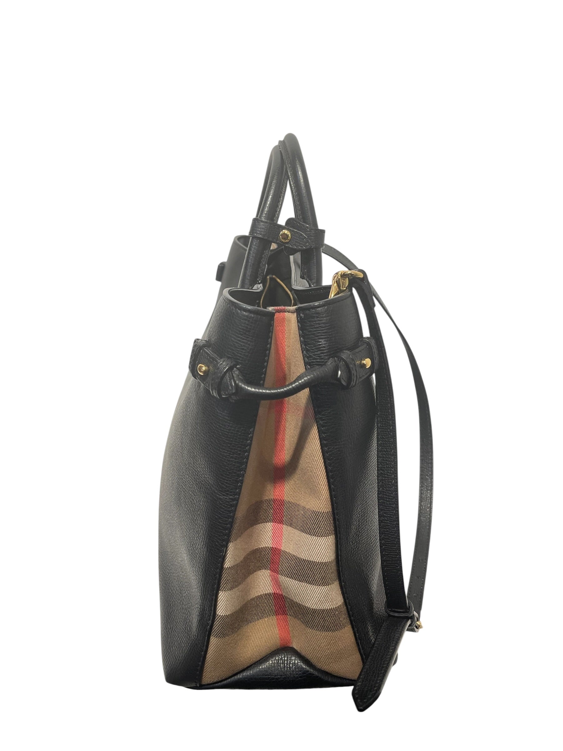 BURBERRY/Bag/Leather/BLK/HOUSE CHECK CANVAS BANNER TOTE view 2