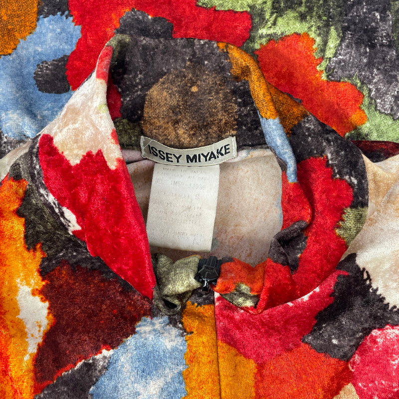 ISSEY MIYAKE/LS Shirt/S/Floral Pattern/Polyester/MLT/VELVET ZIP-SHIRT/1996AW