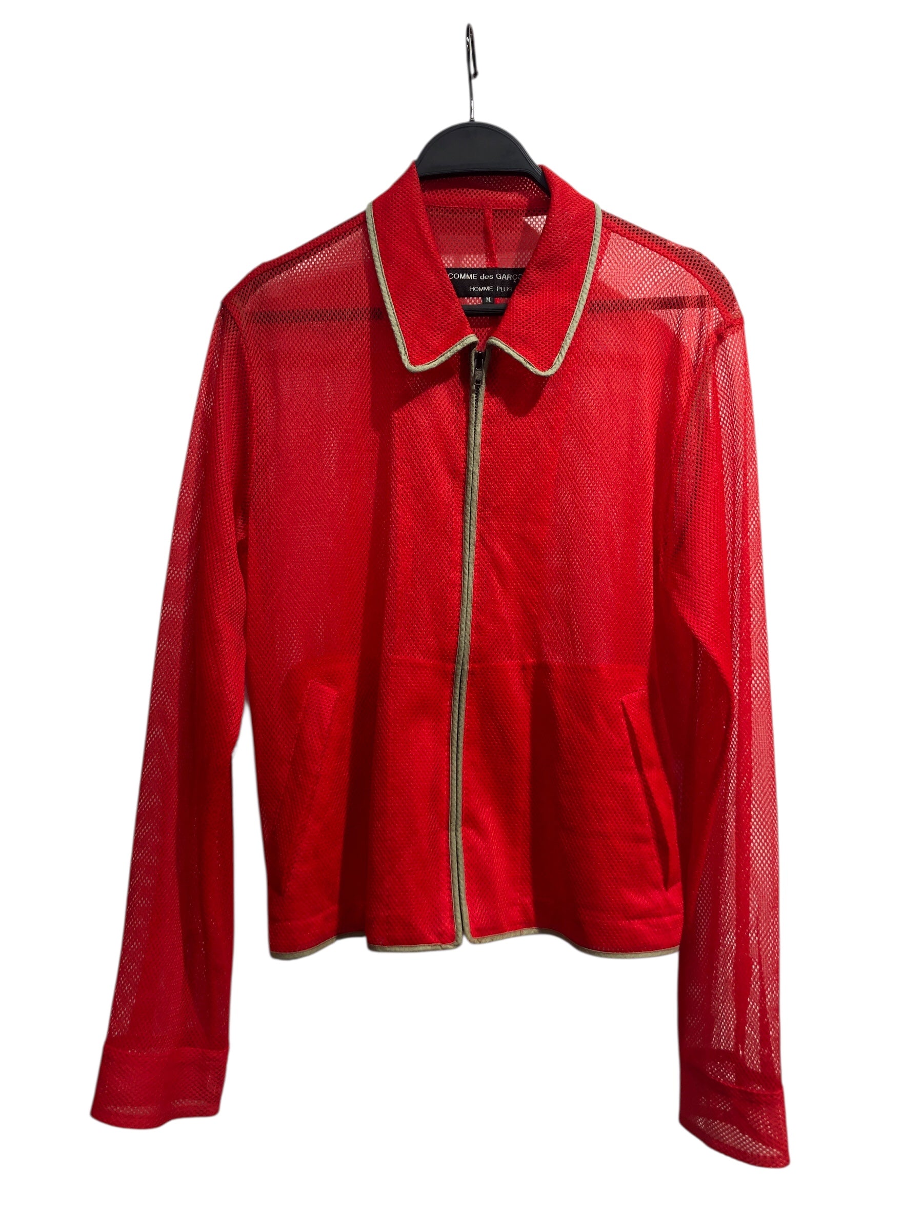 COMME des GARCONS HOMME PLUS/LS Shirt/M/RED/mesh full-zip shirt view 1