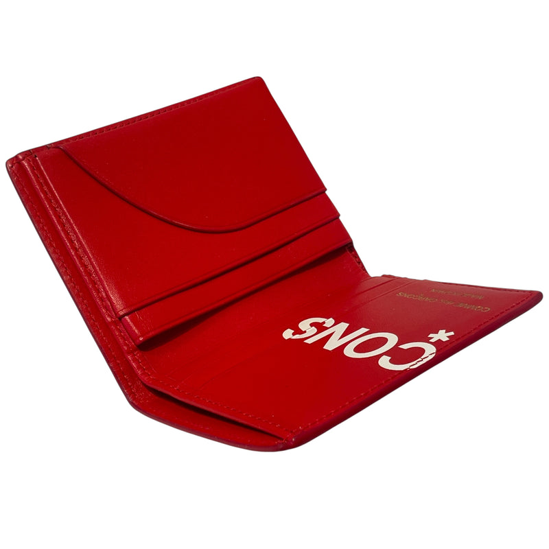 COMME des GARCONS/Bifold Wallet/Graphic/Leather/RED/COMME DES GARCON BOLD FONT