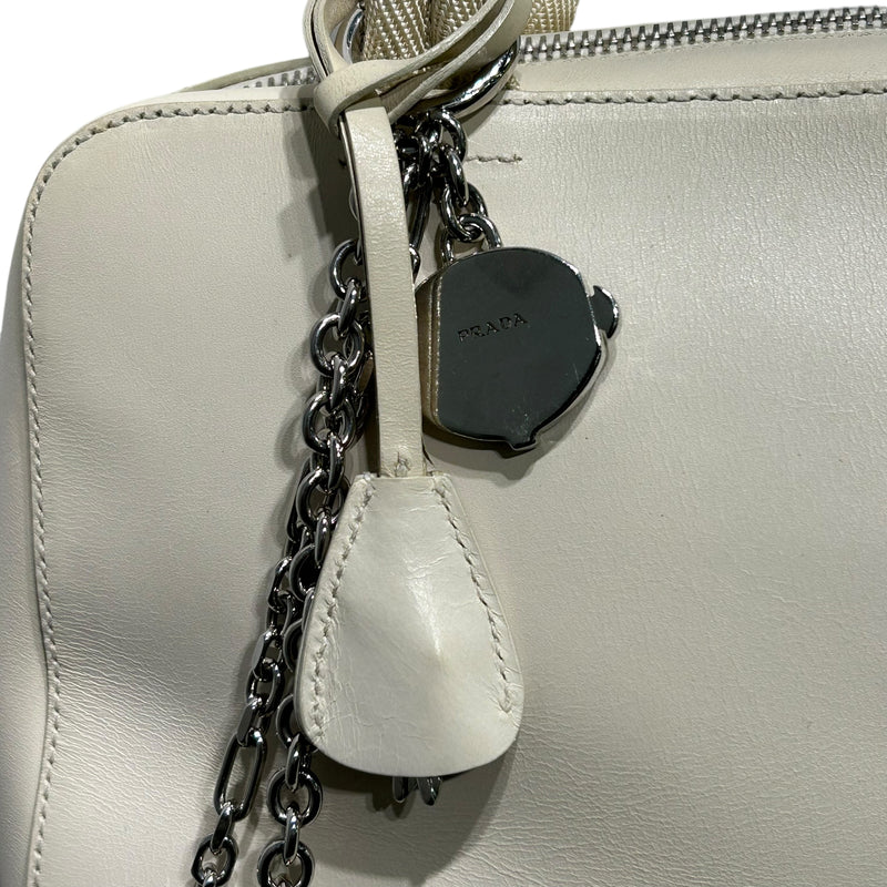 PRADA/Hand Bag/Leather/WHT/PRADA MONKEY CHAIN ACCENT
