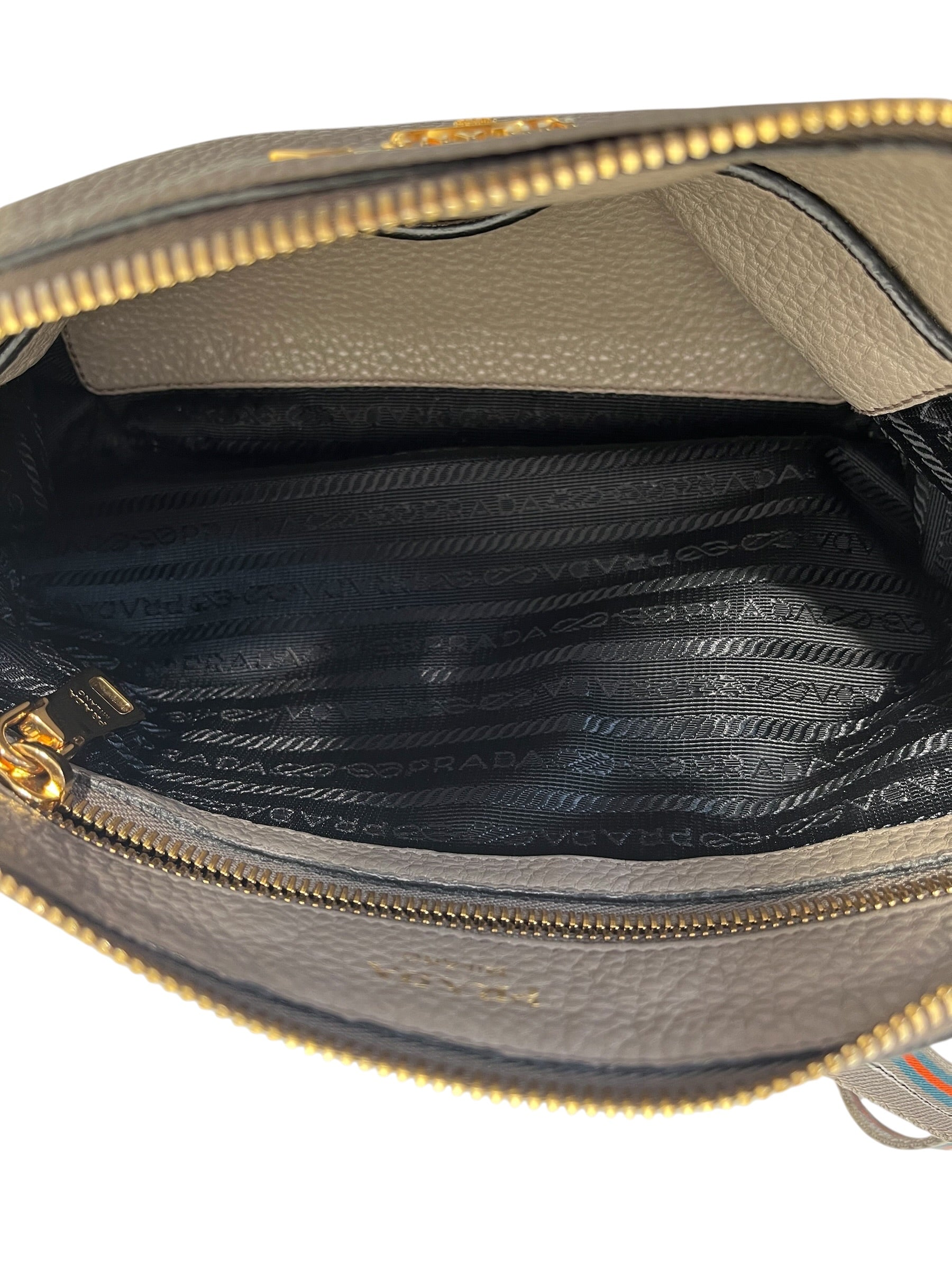 PRADA/Cross Body Bag/Leather/GRY/Pebbled leather cross body view 6