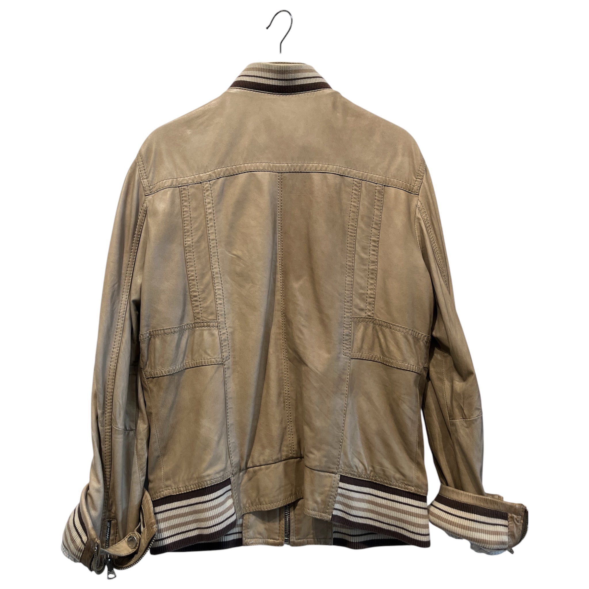DOLCE&GABBANA/Fleece Jkt/56/Leather/CRM/D&G cream leather jacket view 2