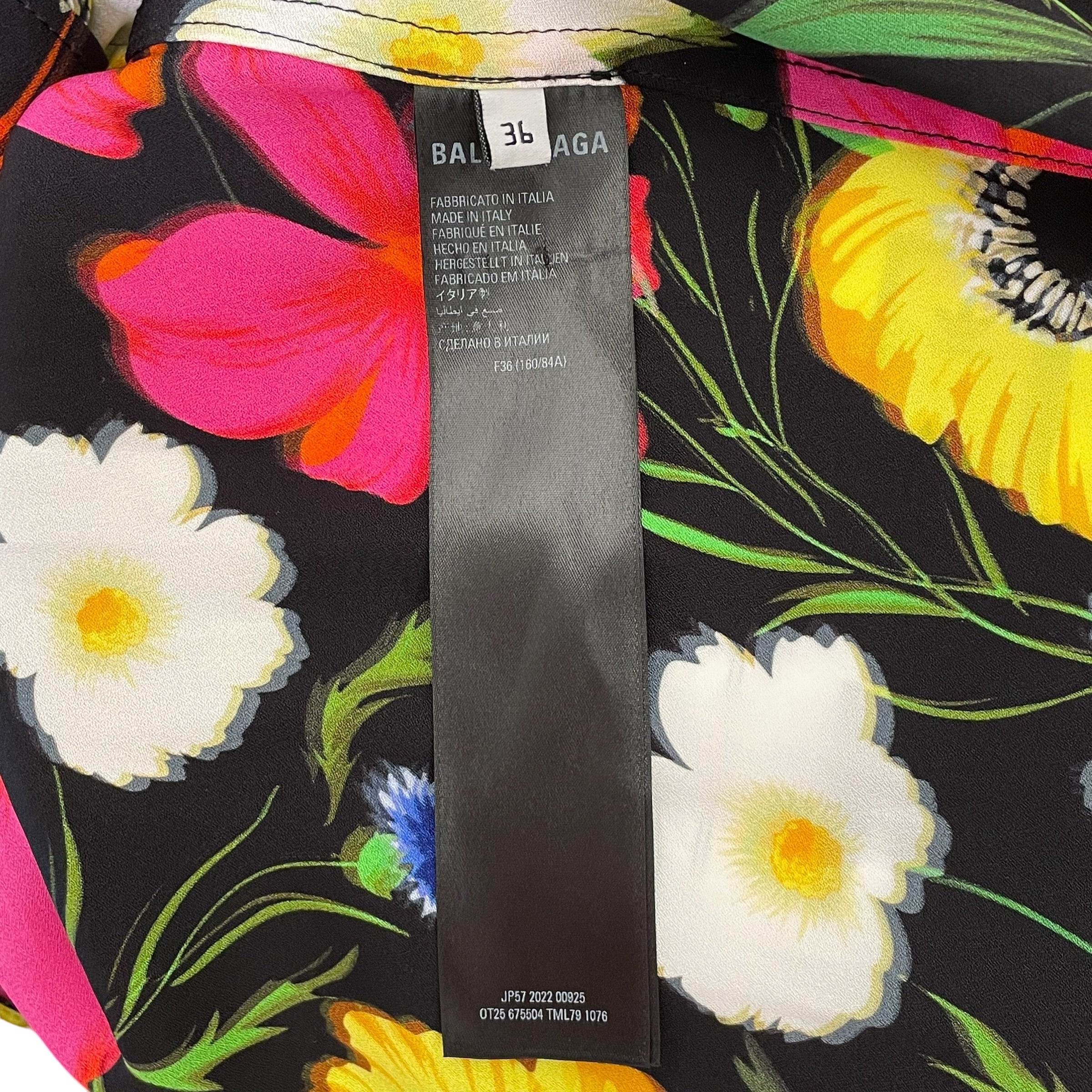 BALENCIAGA/LS Blouse/36/Floral Pattern/Rayon/BLK/2022 WARDROBE KNOT COLLAR view 4