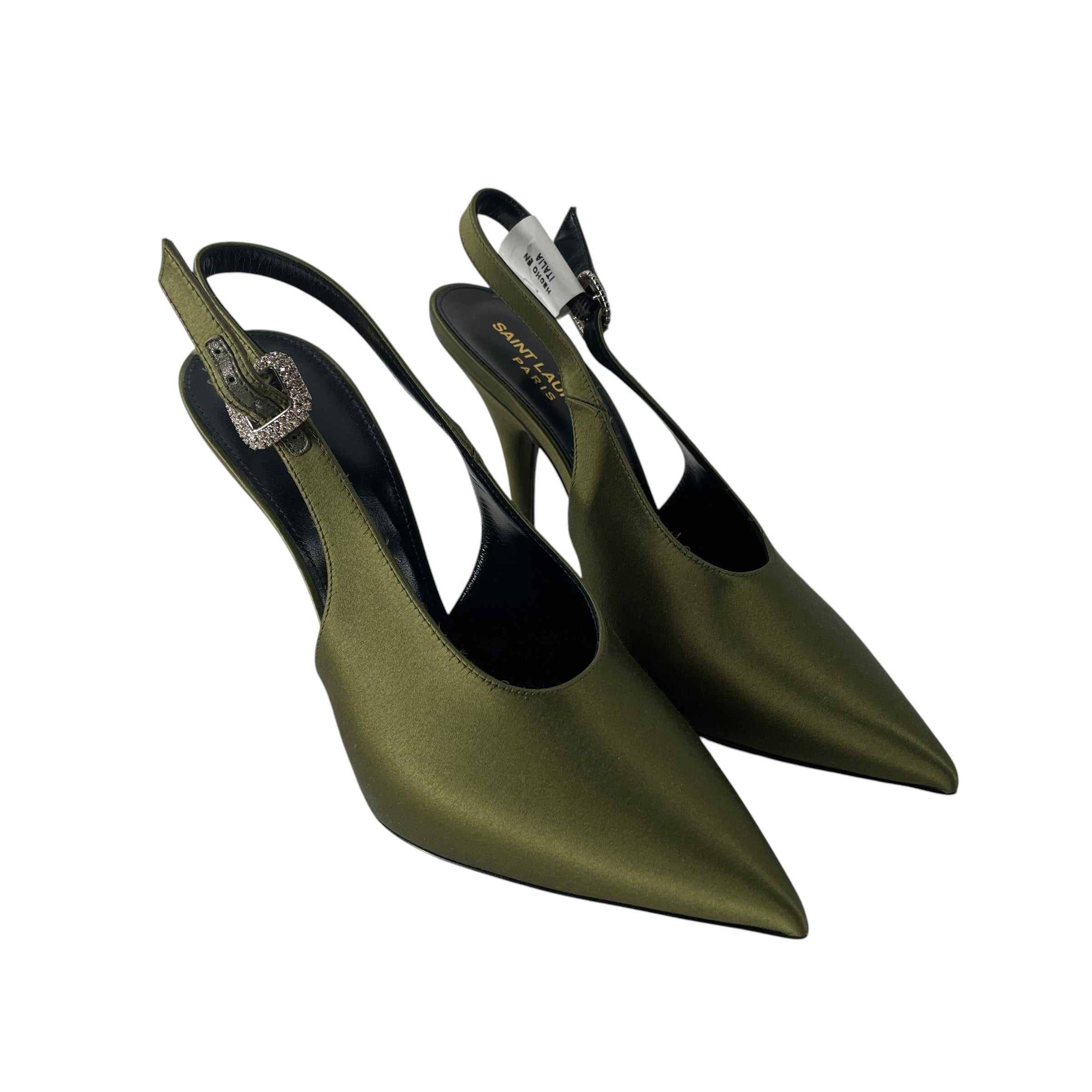 SAINT LAURENT/Heels/EU 37.5/Silk/GRN/BNWT BEDAZZLED CLASP view 1