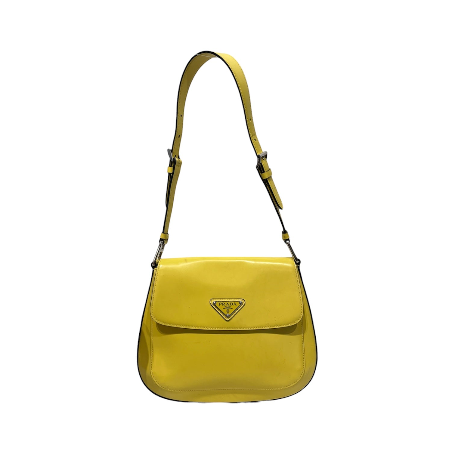 PRADA/Cross Body Bag/Leather/YEL/yllw,gold hrdwr, shldr bag view 1