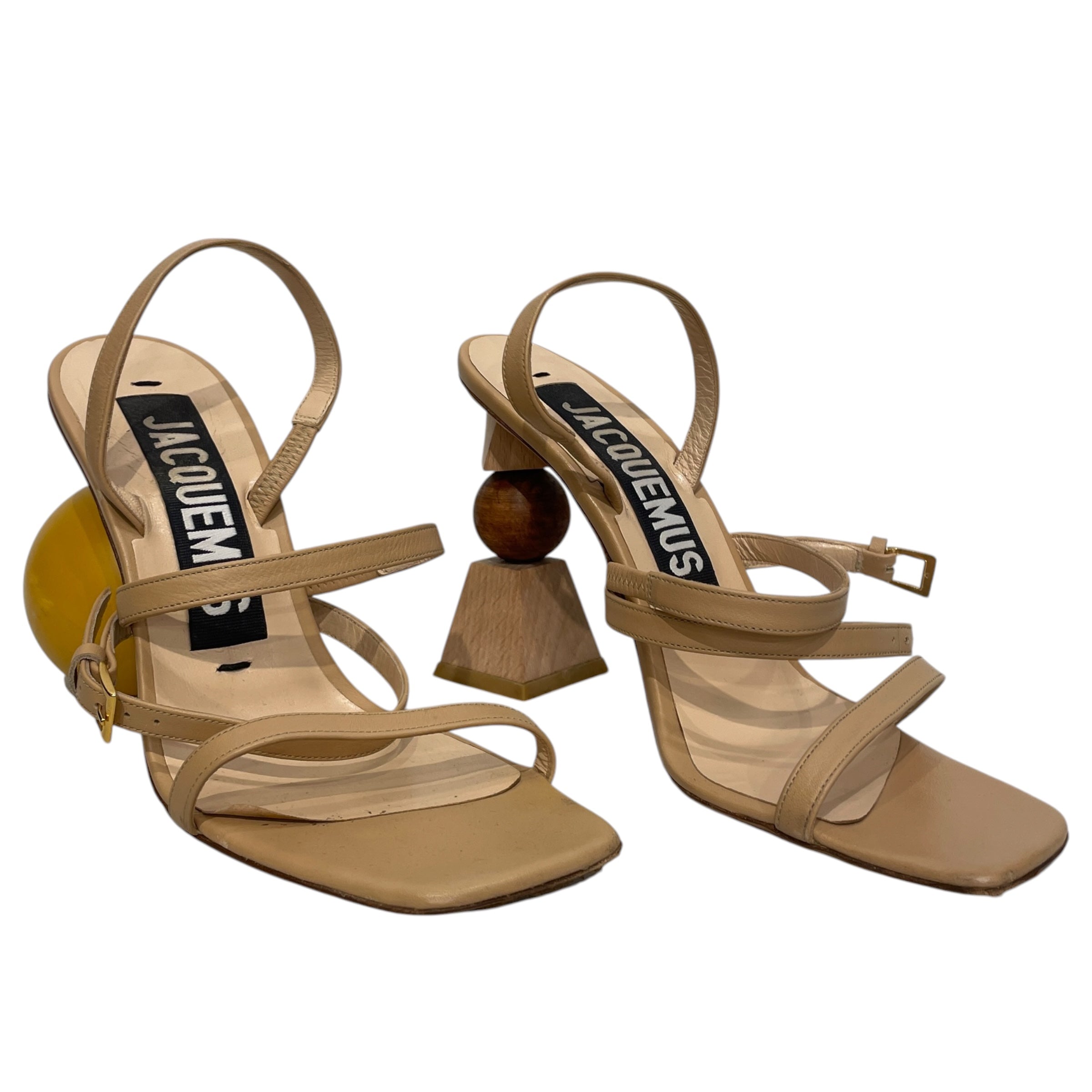 JACQUEMUS/Heels/EU 39/Leather/BEG/WOOD SHAPE HEEL view 1