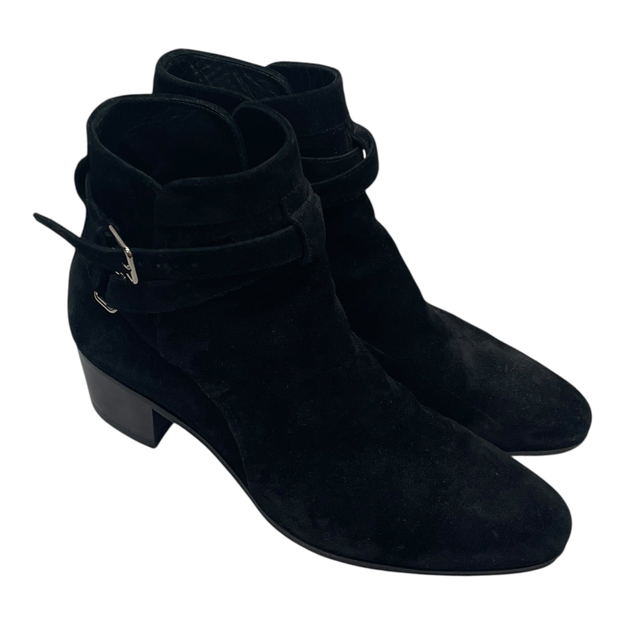 SAINT LAURENT/Ankle Boots/EU 36/Suede/BLK/SINGLE BUCKLE HEEL BOOT view 1
