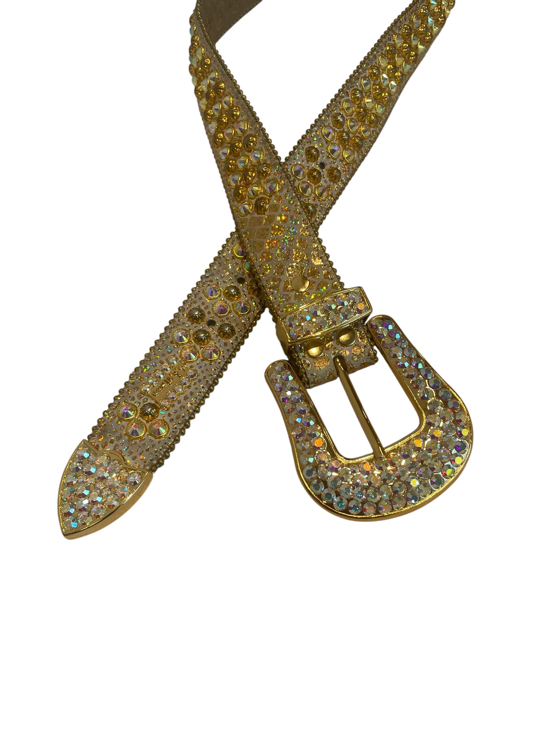 b.b.simon/Belt/Glitter/Leather/GLD/Large Cowboy Swarovski Belt view 2