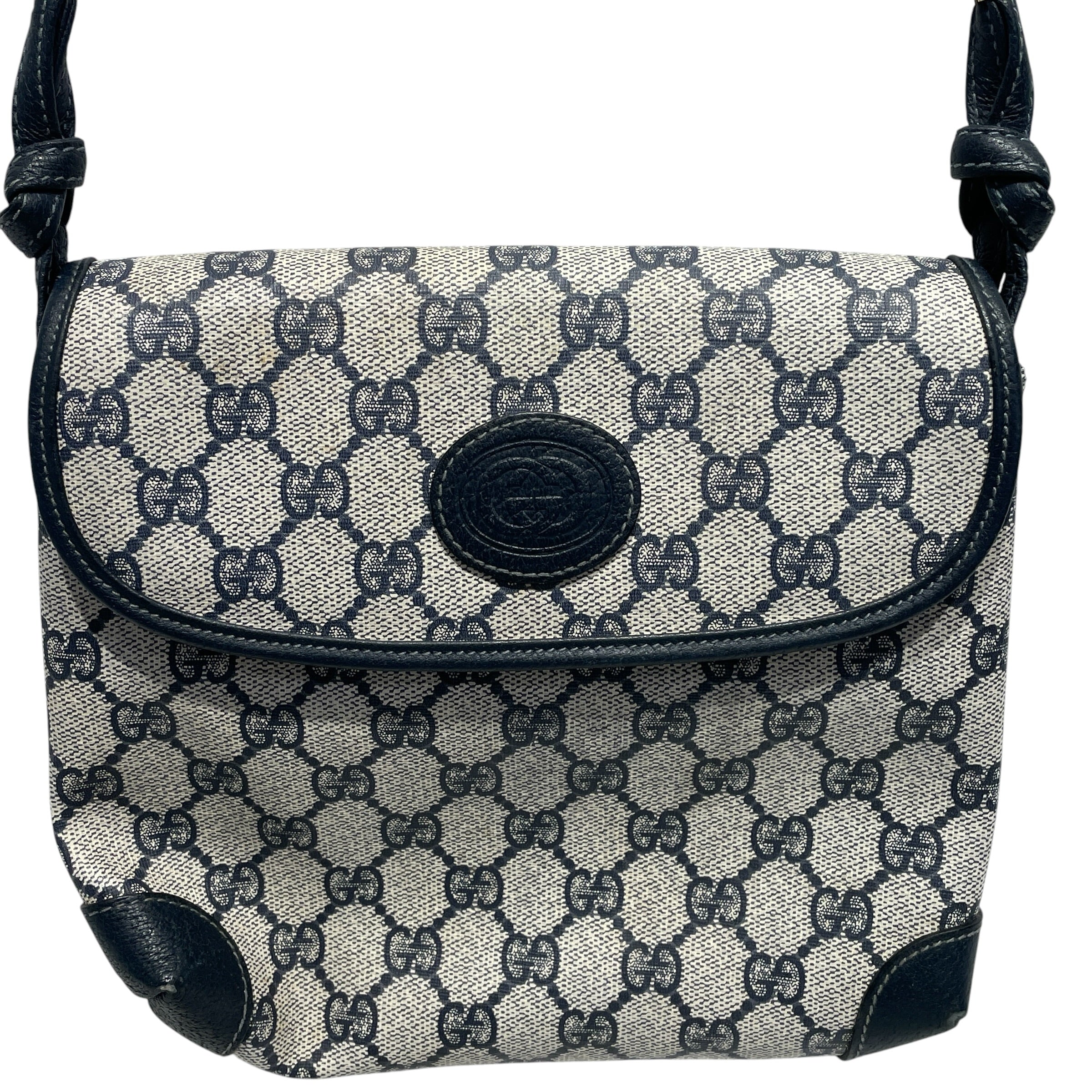 GUCCI/Cross Body Bag/Monogram/Leather/NVY/VINTAGE INTERLOCKING GG view 3