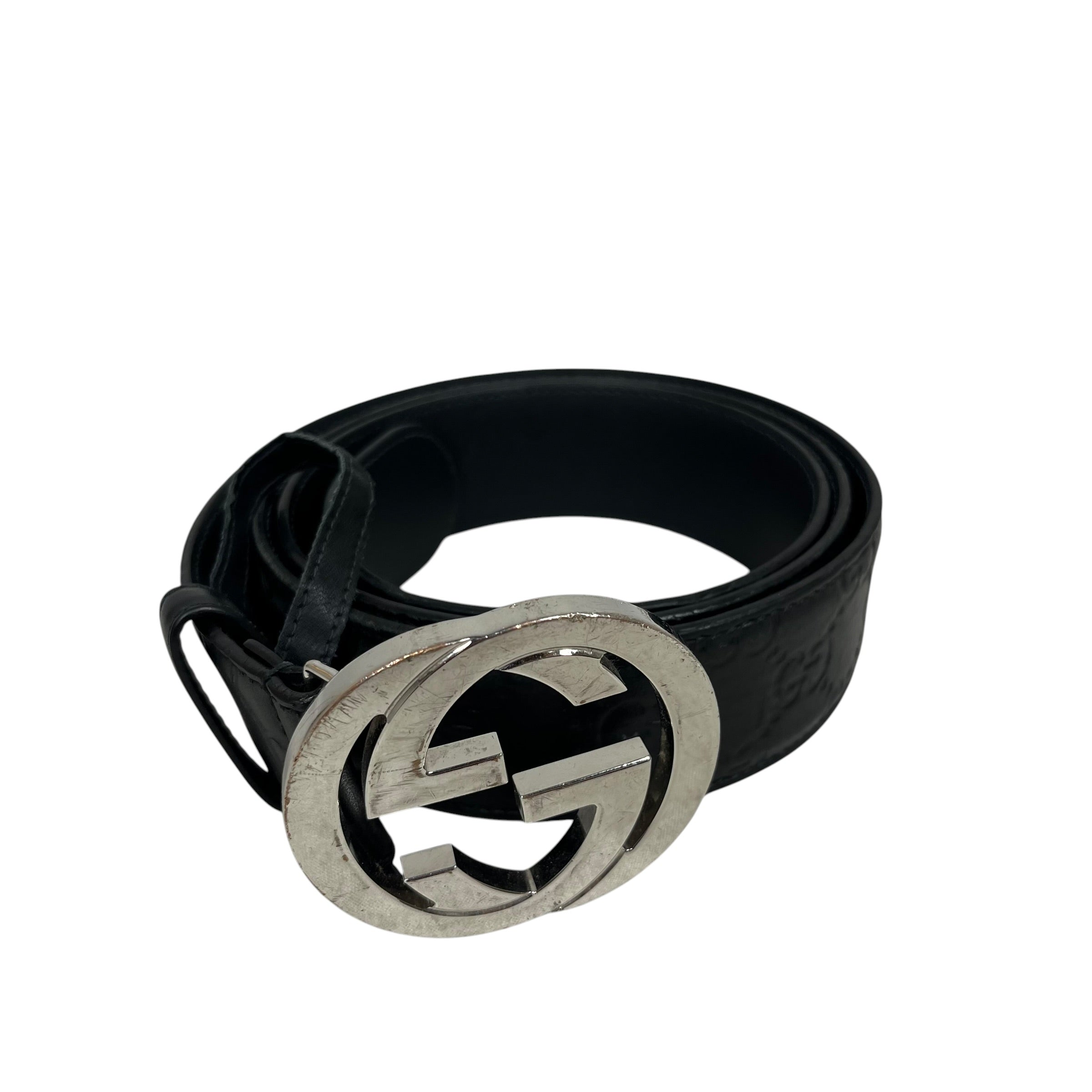 GUCCI/Belt/Leather/BLK/M's/GUCCISSIMA DOUBLE G BELT view 1