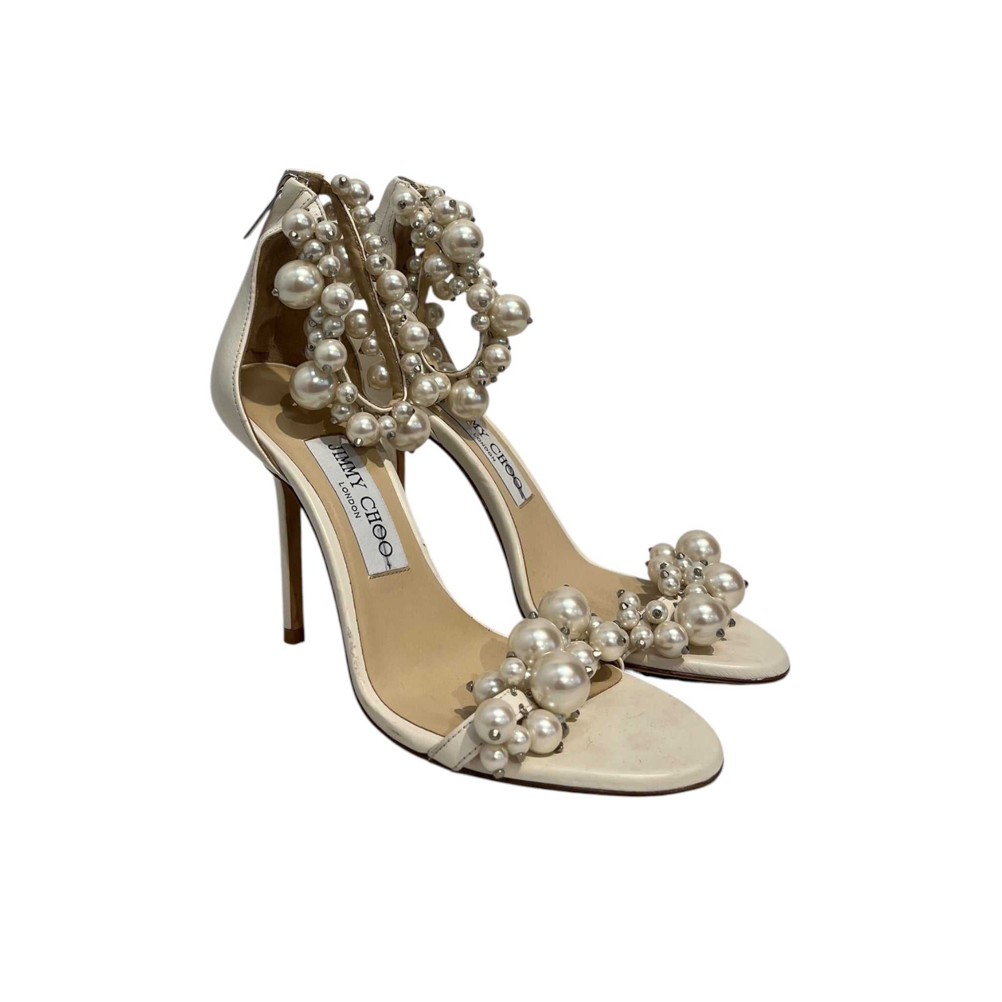 JIMMY CHOO/Heels/EU 36/Leather/WHT/Ankle Strap/PEARL EMBELLISH view 8