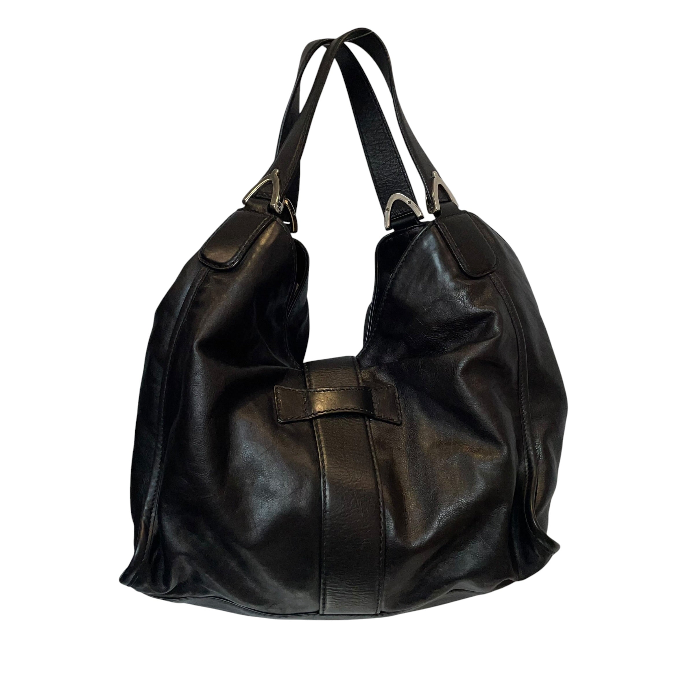 GUCCI/Hand Bag/Leather/BLK/SLV HARDWARE, FRONT CLASP view 2