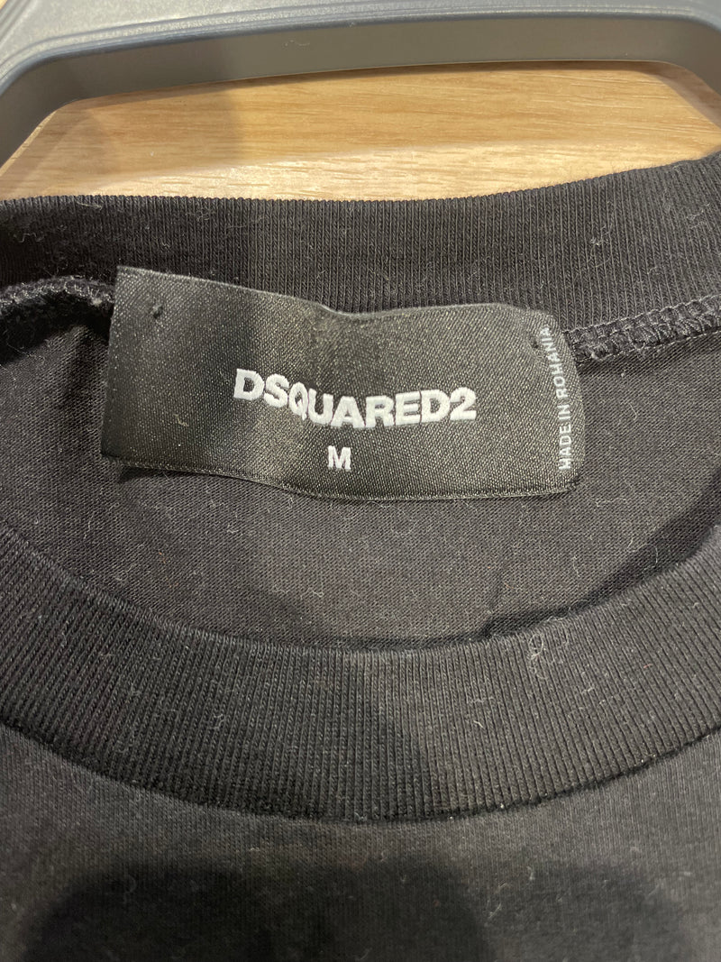 DSQUARED2/T-Shirt/M/Cotton/BLK/Graphic/GREEN LEAF