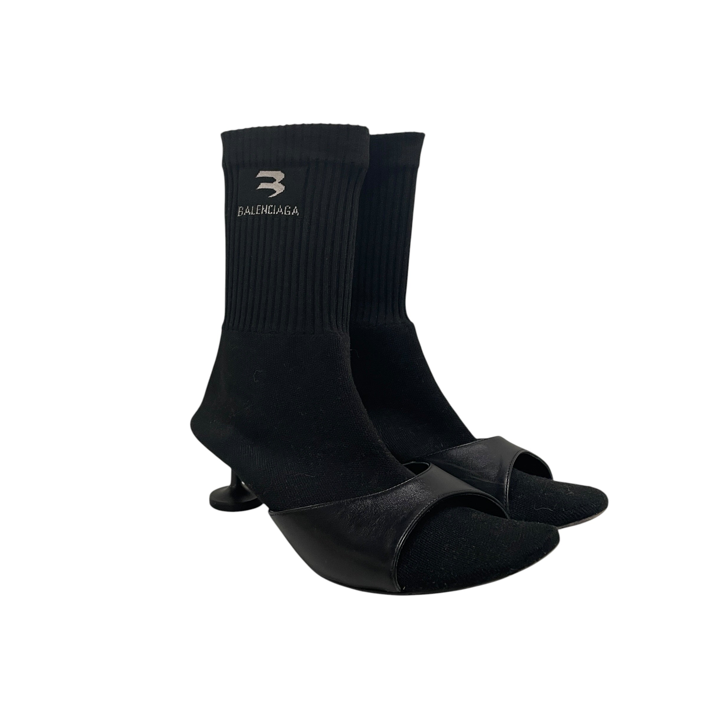 BALENCIAGA/Heels/US 7.5/Cotton/BLK/knife sock boots view 1