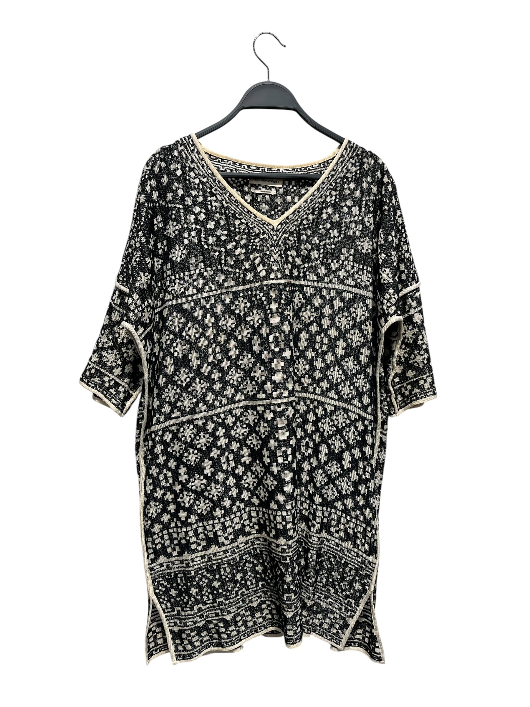 ISABEL MARANT ETOILE/SS Dress/M/All Over Print/Cotton/BLK/White cross pattern view 1