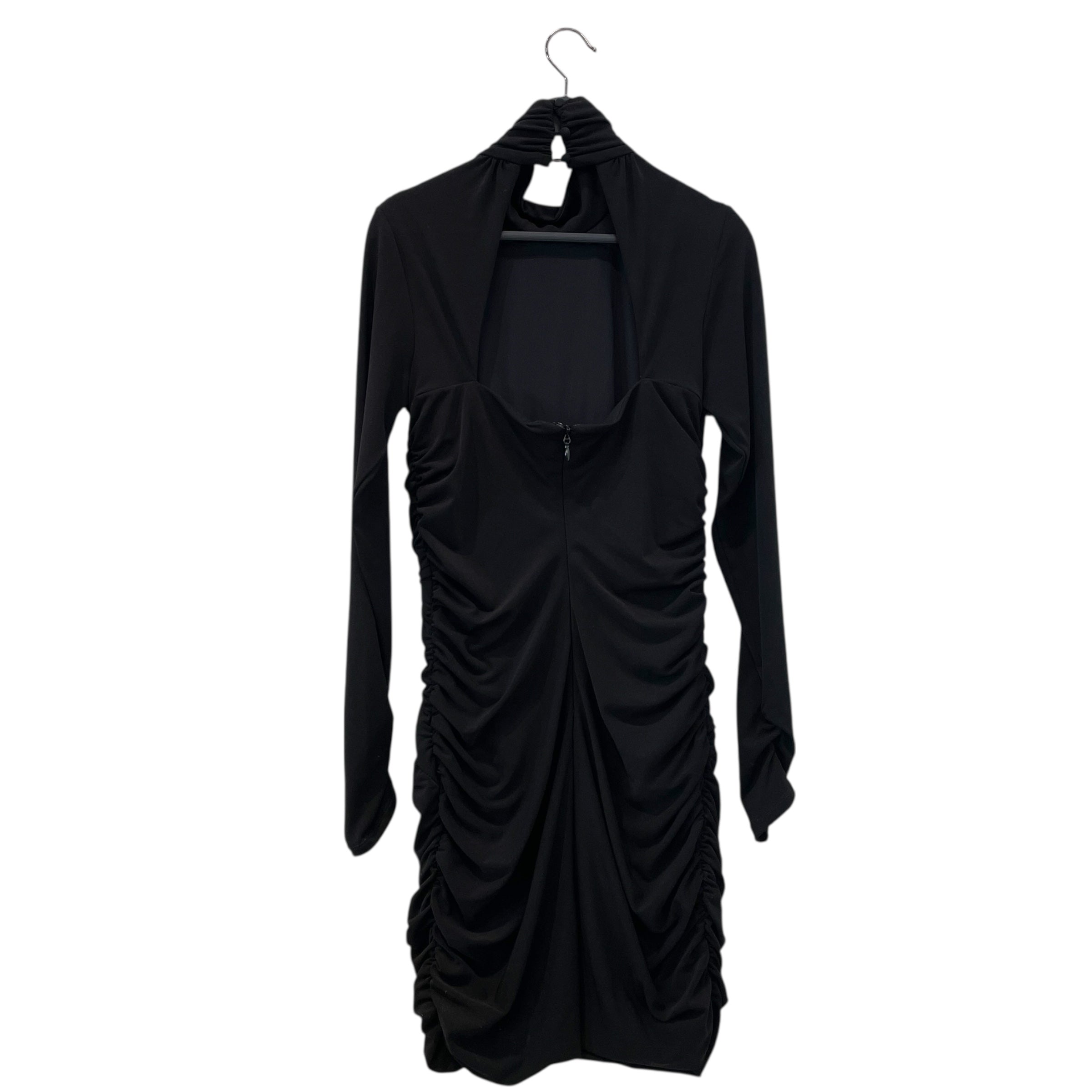 Cinq a Sept/LS Dress/6/Polyester/BLK/Mini Length/Open Back High Neck Rouched view 2