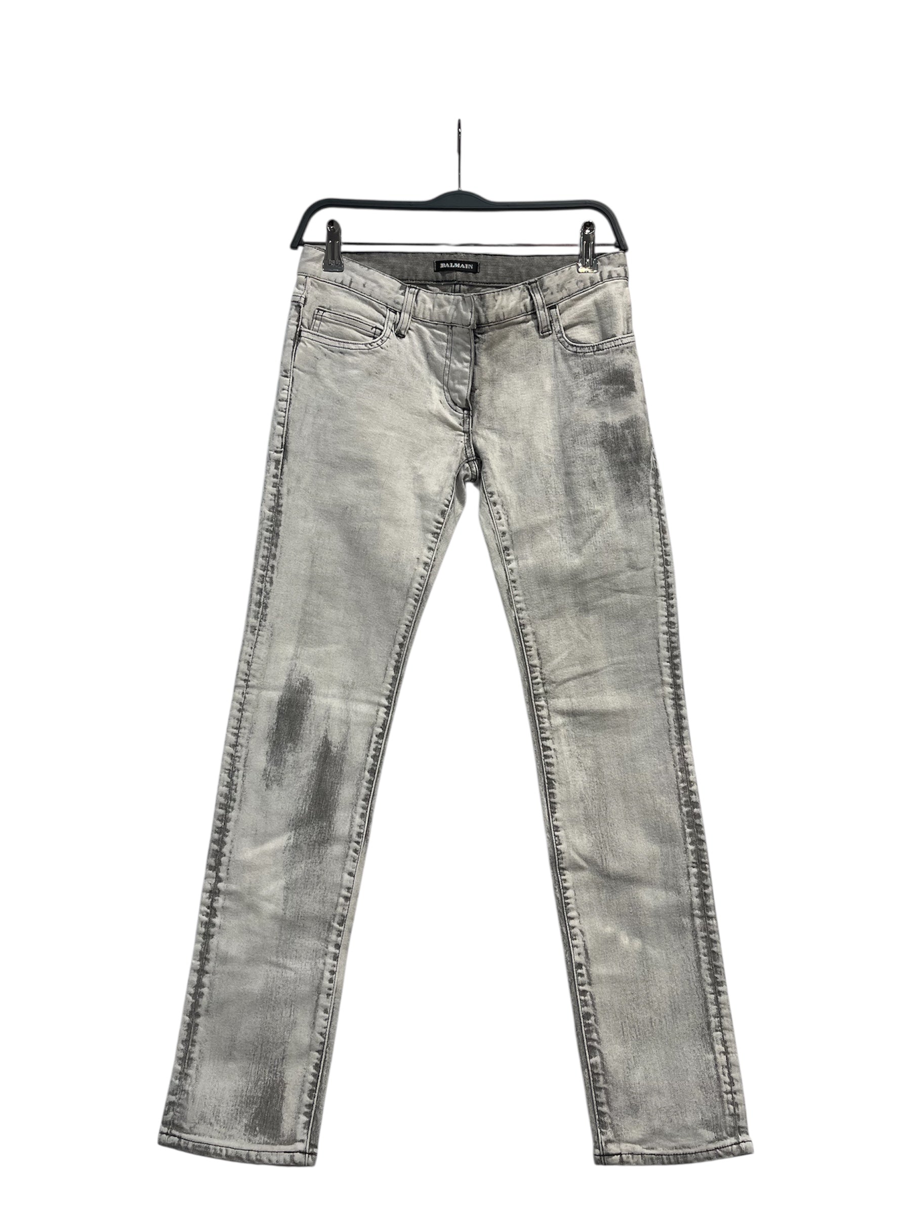 BALMAIN/Skinny Pants/36/Cotton/WHT/grey fading view 1