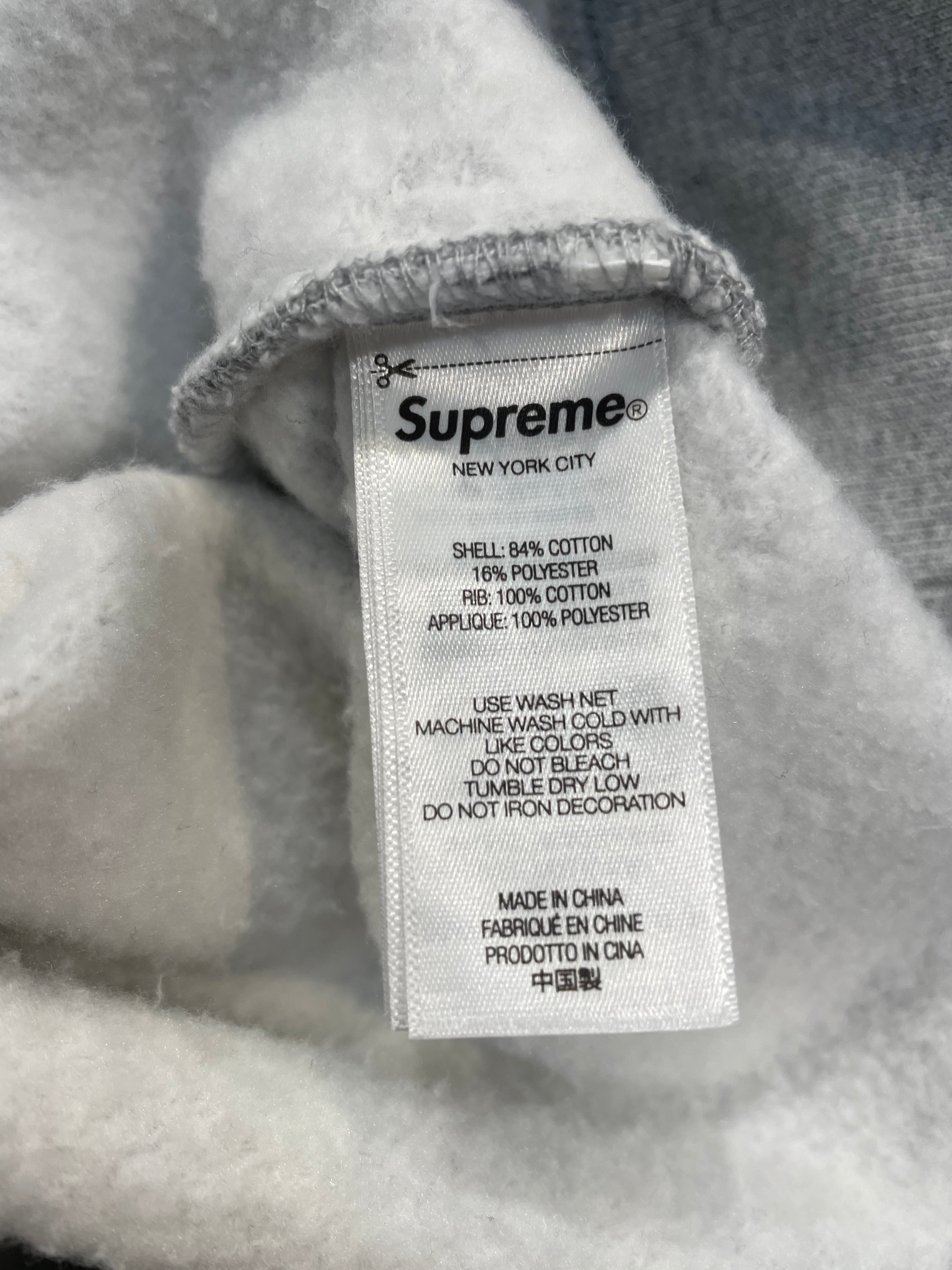 Supreme/Hoodie/M/Cotton/GRY/vertical satin applique view 4