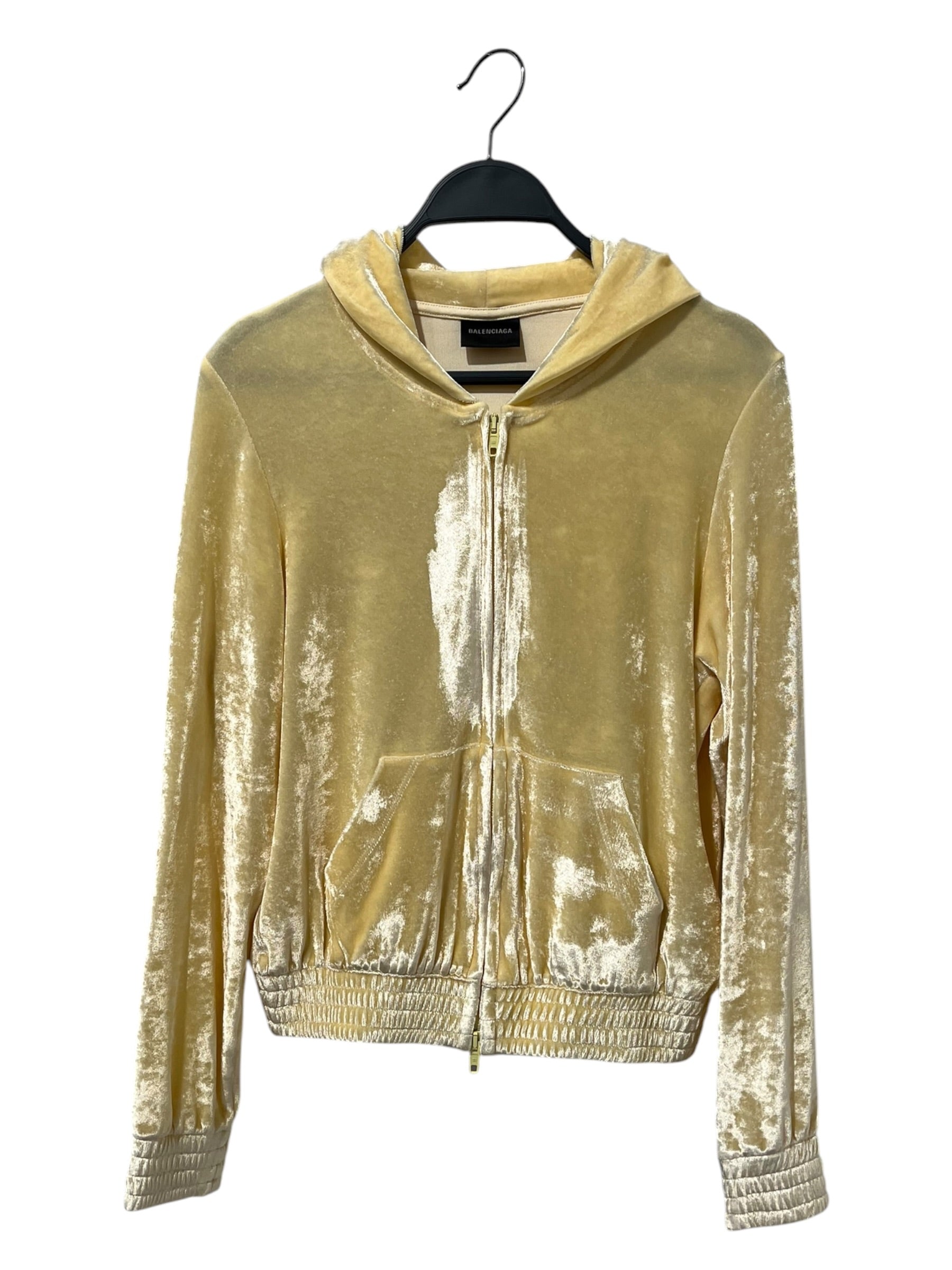 BALENCIAGA/Zip Up Hoodie/S/Velour/YEL/BB LOGO VELOUR ZIP SML view 1