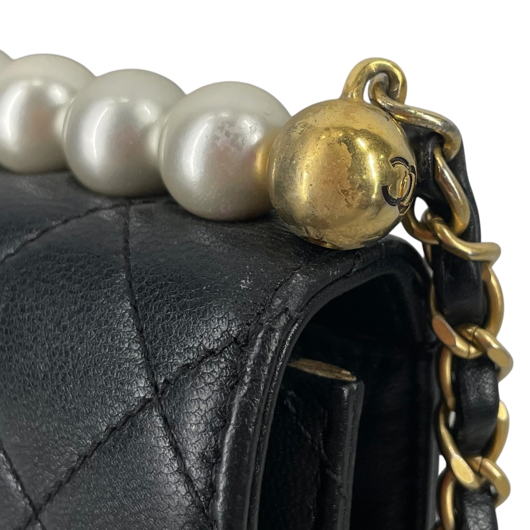 CHANEL/Cross Body Bag/Leather/BLK/29126813 PEARL TOP MINI BAG view 6