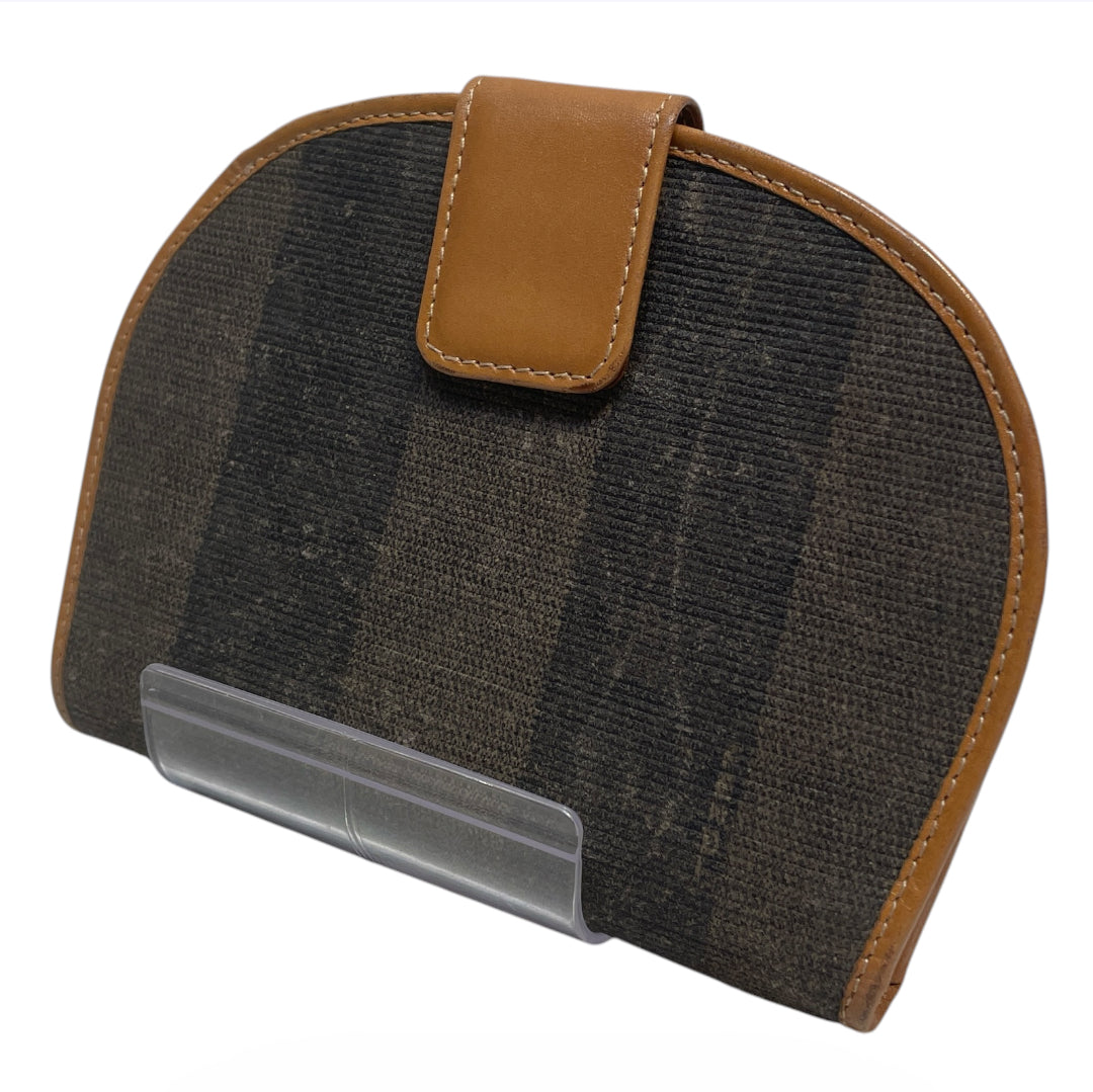 FENDI/Bifold Wallet/Stripe/Cotton/BRW/M's/SEMICIRCLE BUTTON CLOSURE view 1