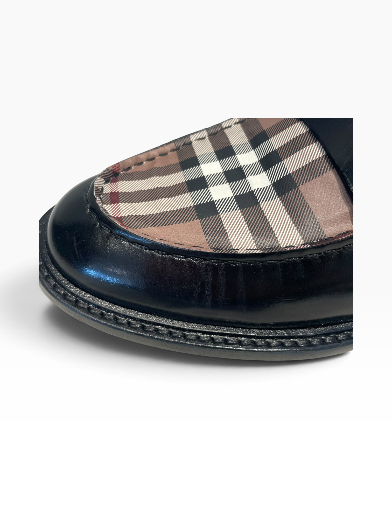 BURBERRY LONDON/Loafers/US 11/Plaid/Leather/BLK/CROFTWOOD CHECK PENNY view 6