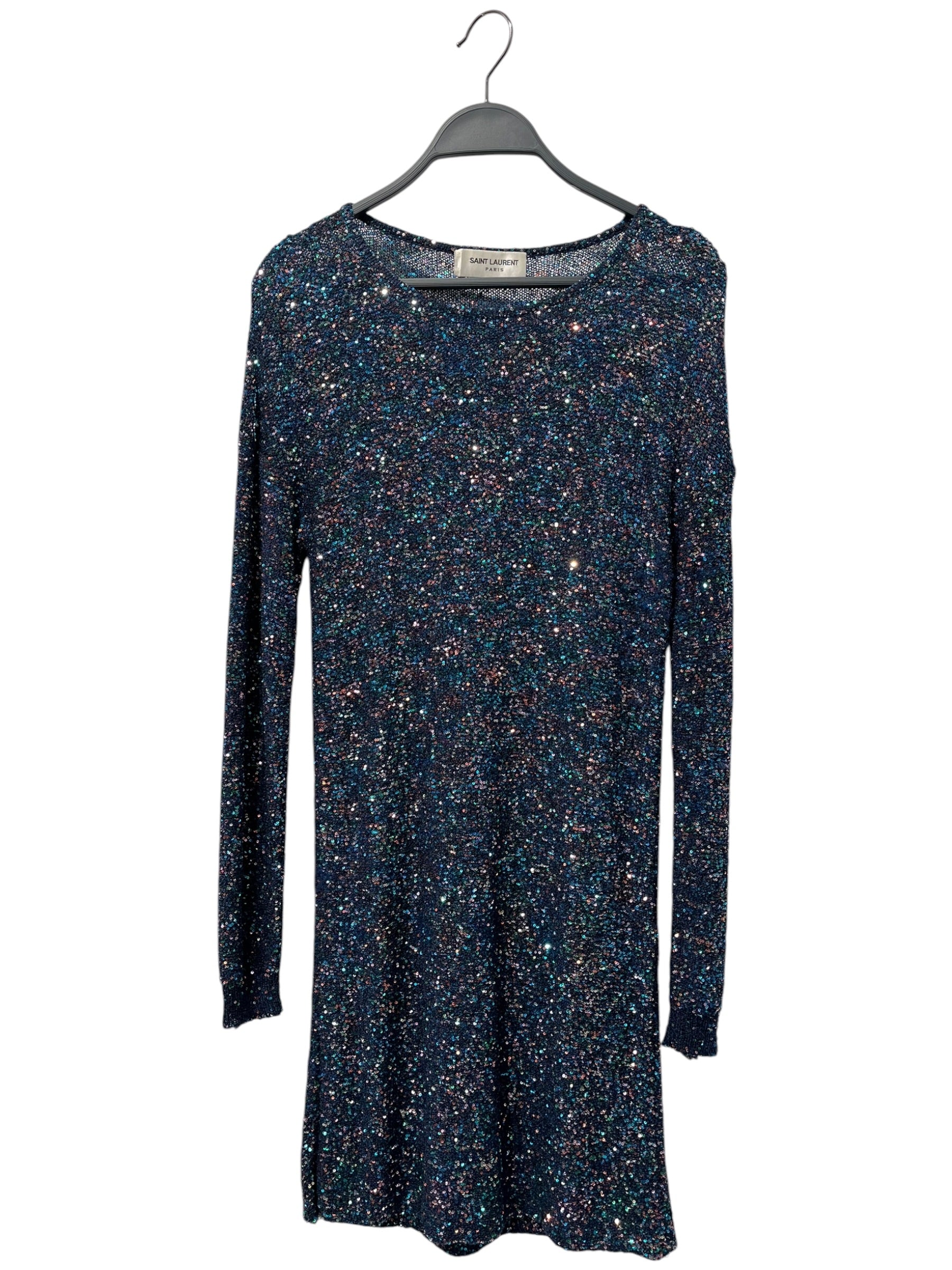 SAINT LAURENT/LS Dress/M/Polyester/BLU/SEQUIN/JP73 2019 00995 view 1
