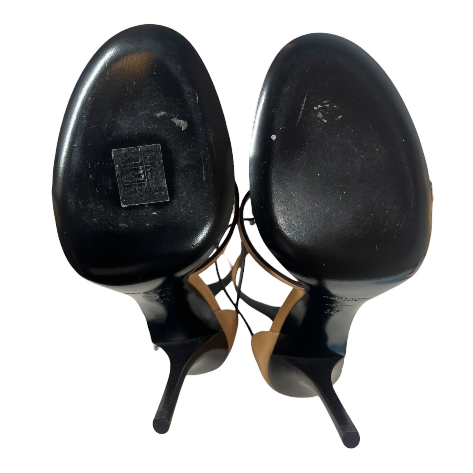 SAINT LAURENT/Heels/EU 38/Leather/BEG/CASSANDRA STRAP HEEL view 5