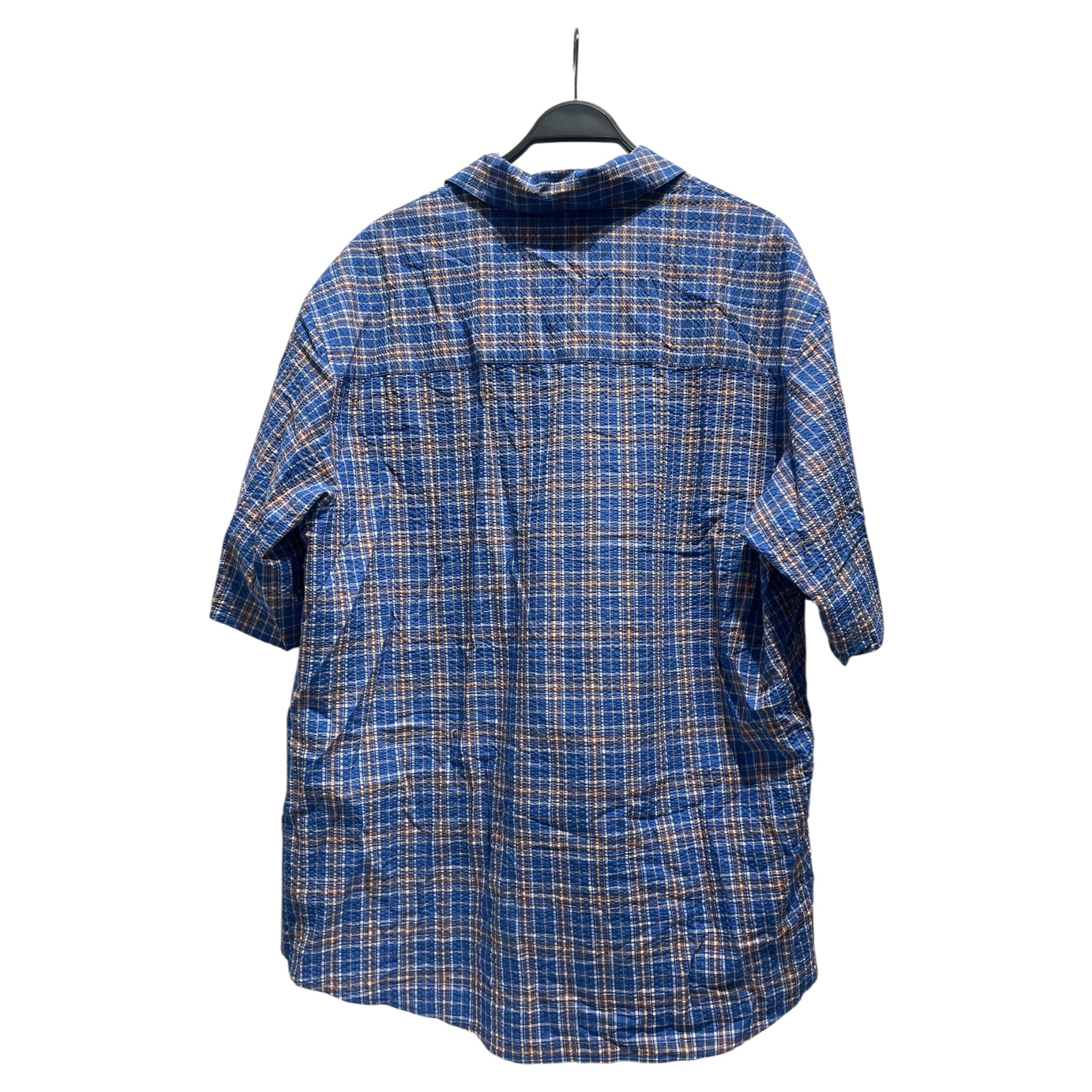 MARTINE ROSE/SS Shirt/S/Cotton/BLU/Plaid/Plaid Orange/Blue Button Up view 2