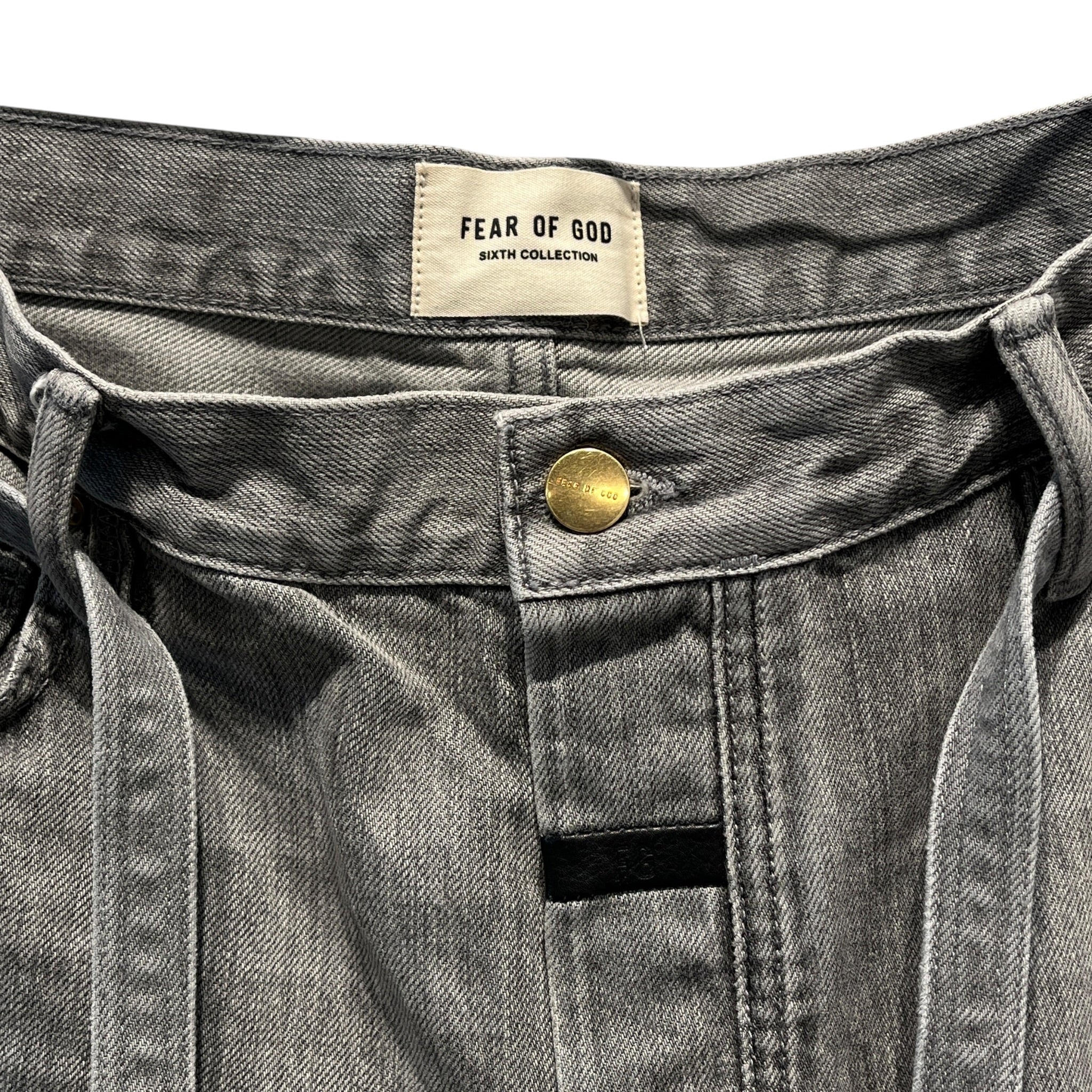 FEAR OF GOD/Straight Pants/34/Denim/GRY/DISTRESSED BELTED GREY DENIM view 3