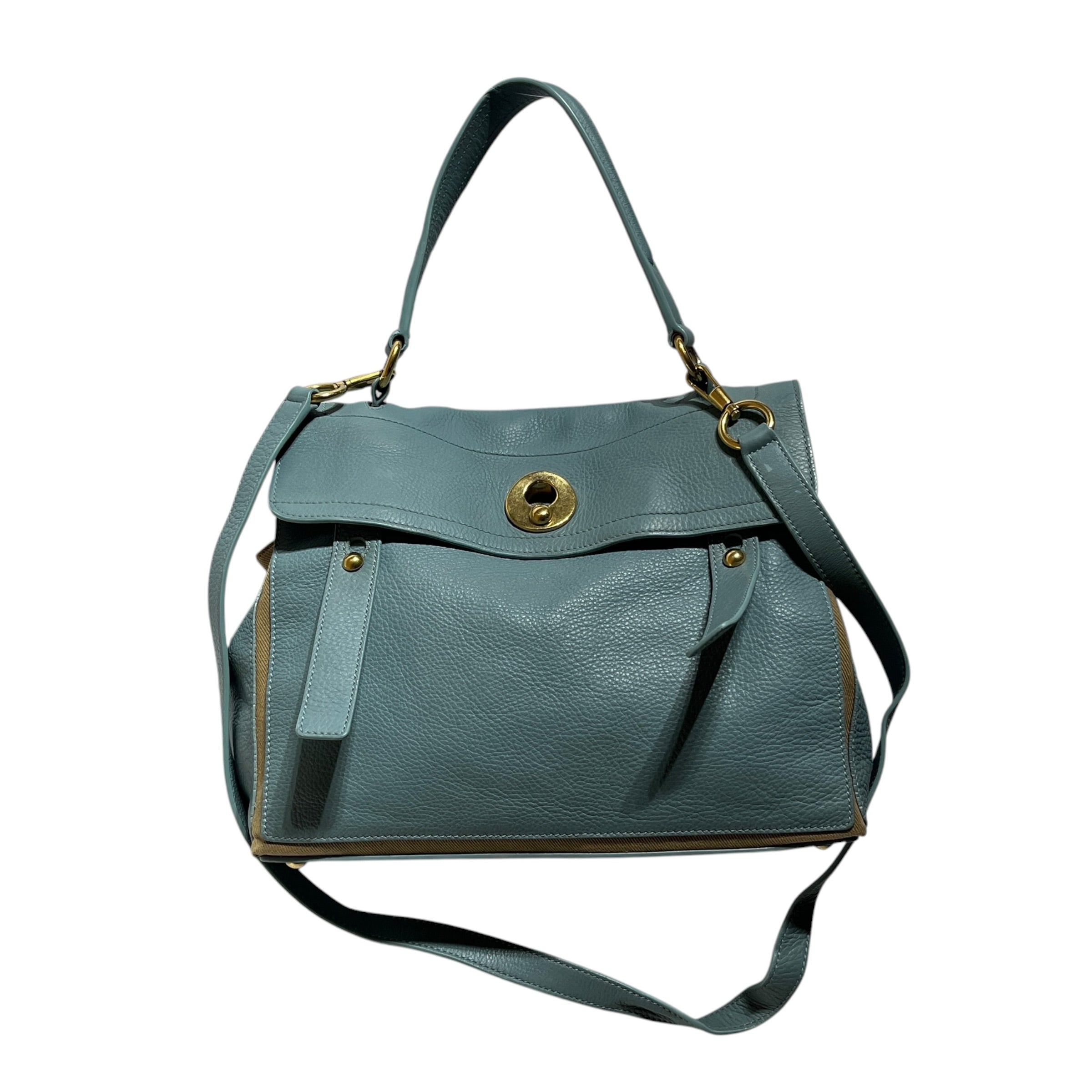 YVES SAINT LAURENT/Hand Bag/Leather/BLU/muse two leather view 1