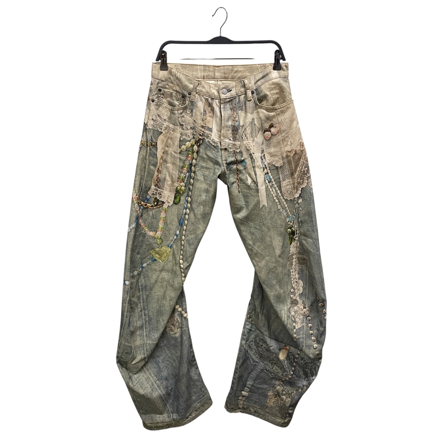 Acne Studios/Straight Pants/46/Cotton/MLT/All Over Print/LACE/KEYCHAIN view 1