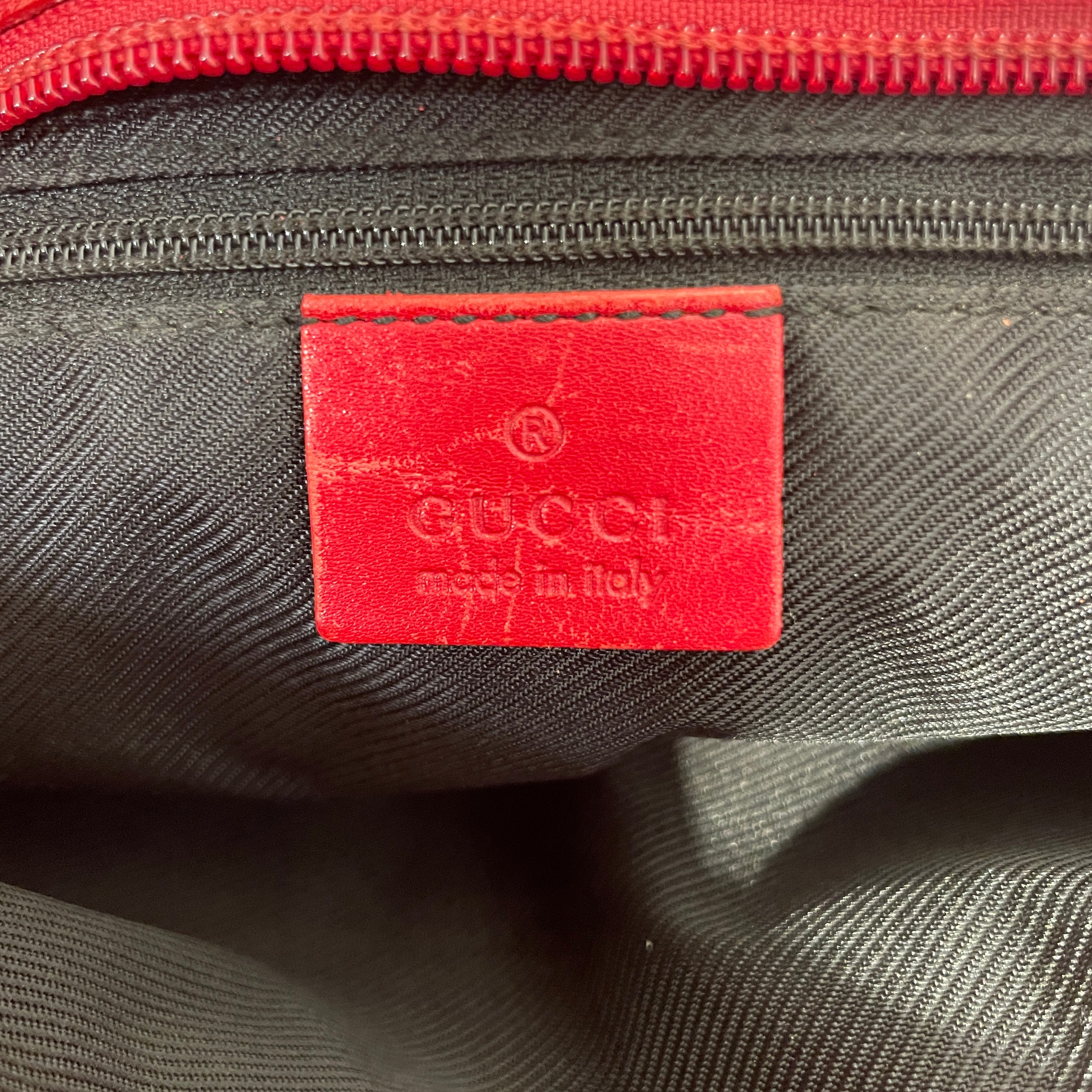 GUCCI/Hand Bag/Monogram/KHK/GG CANVAS TOTE BAG RED LEATHER view 3