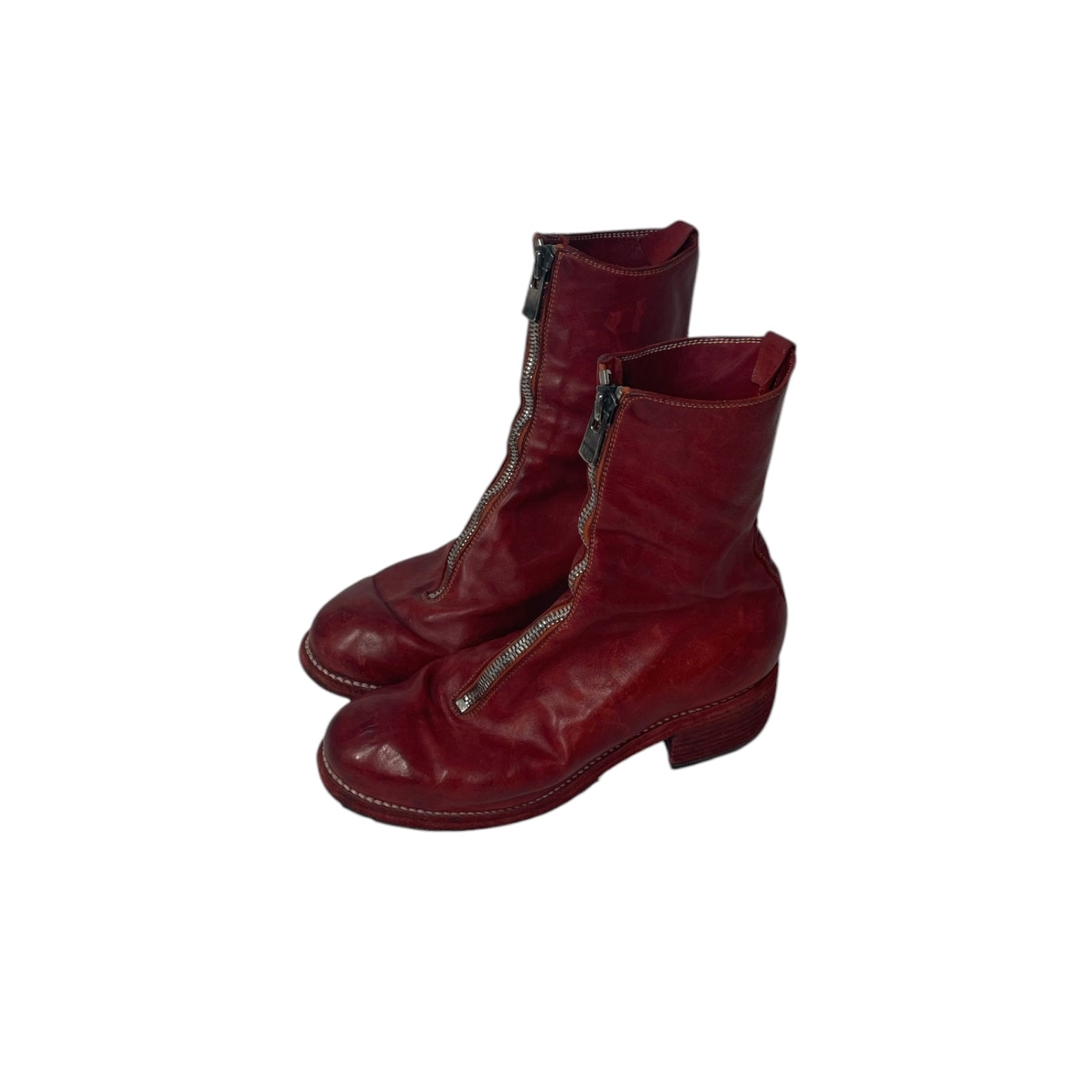GUIDI/Boots/EU 38/Leather/RED/FRONT ZIP view 1
