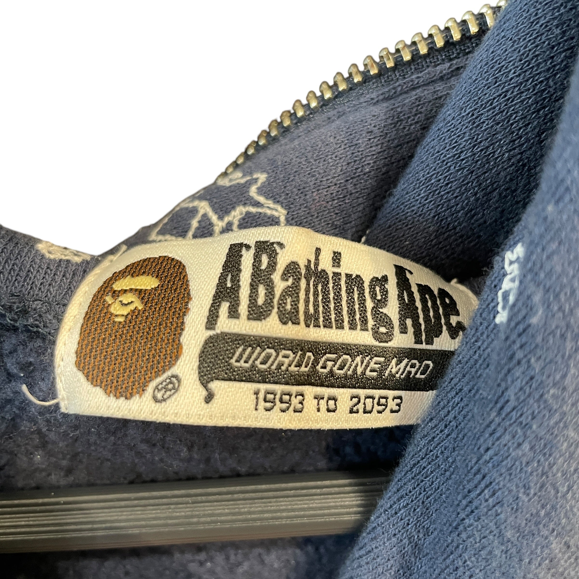 A BATHING APE/Zip Up Hoodie/XL/All Over Print/Cotton/NVY/Bapesta Star Logo Full Zip-Up view 3
