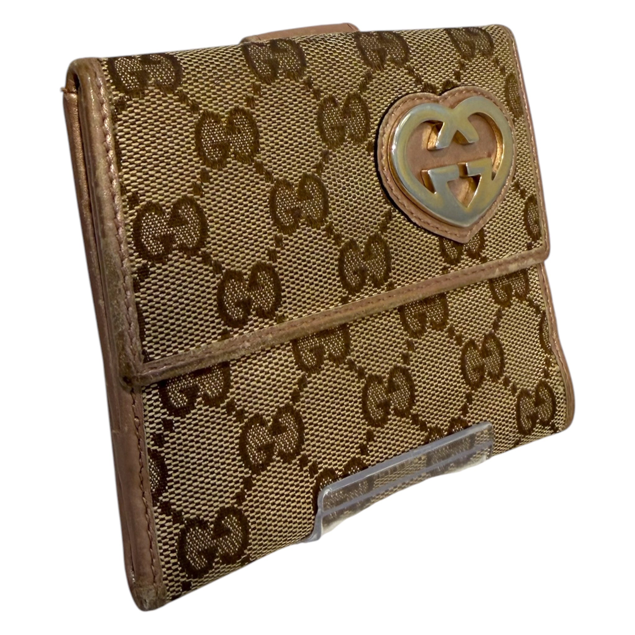 GUCCI/Wallet/Monogram/Cotton/BRW/GG Lovely Heart Compact Wallet view 1