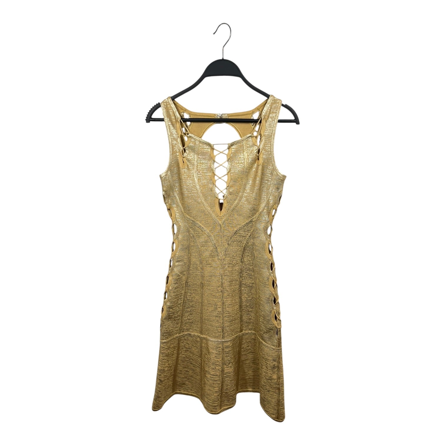 Herve Leger/Camisole Dress/S/Nylon/GLD/ARIANNA METALLIC DRESS view 1