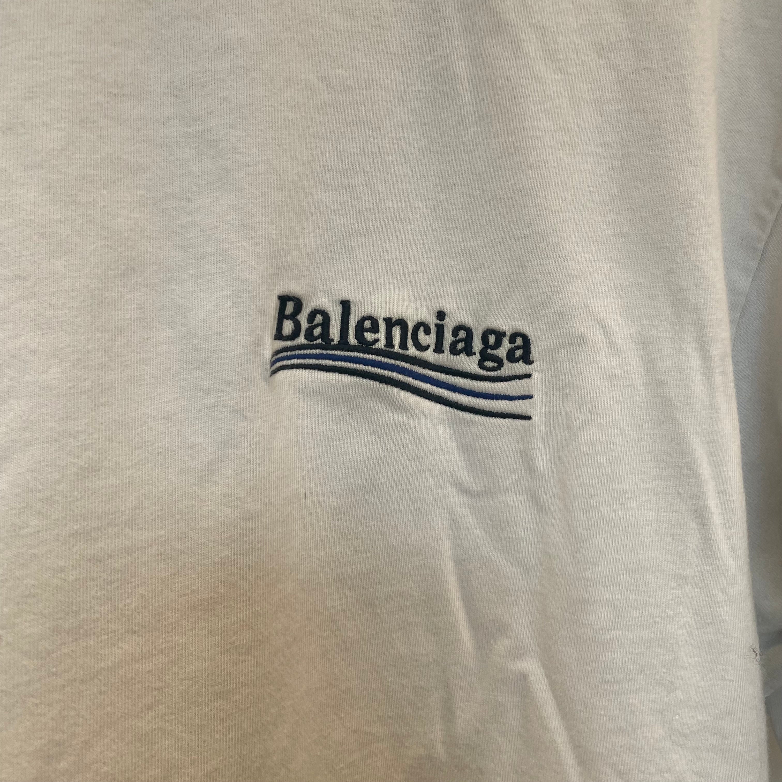 BALENCIAGA/T-Shirt/XS/Cotton/WHT/WARDROBE/ 3 STRIPE BLUE view 3