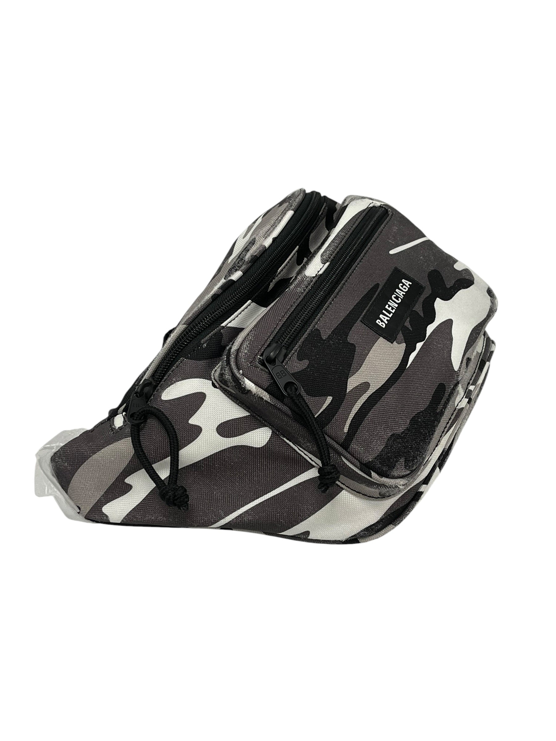 BALENCIAGA/Fanny Pack/Camouflage/Nylon/GRY/DISTRESSED SNOW CAMO FANNY view 3