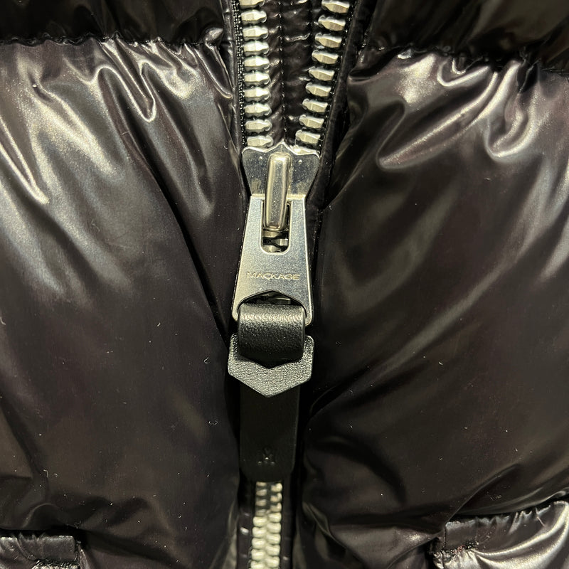 MACKAGE/Puffer Jkt/46/Nylon/BLK/Single Breasted/Fox Fur Neck
