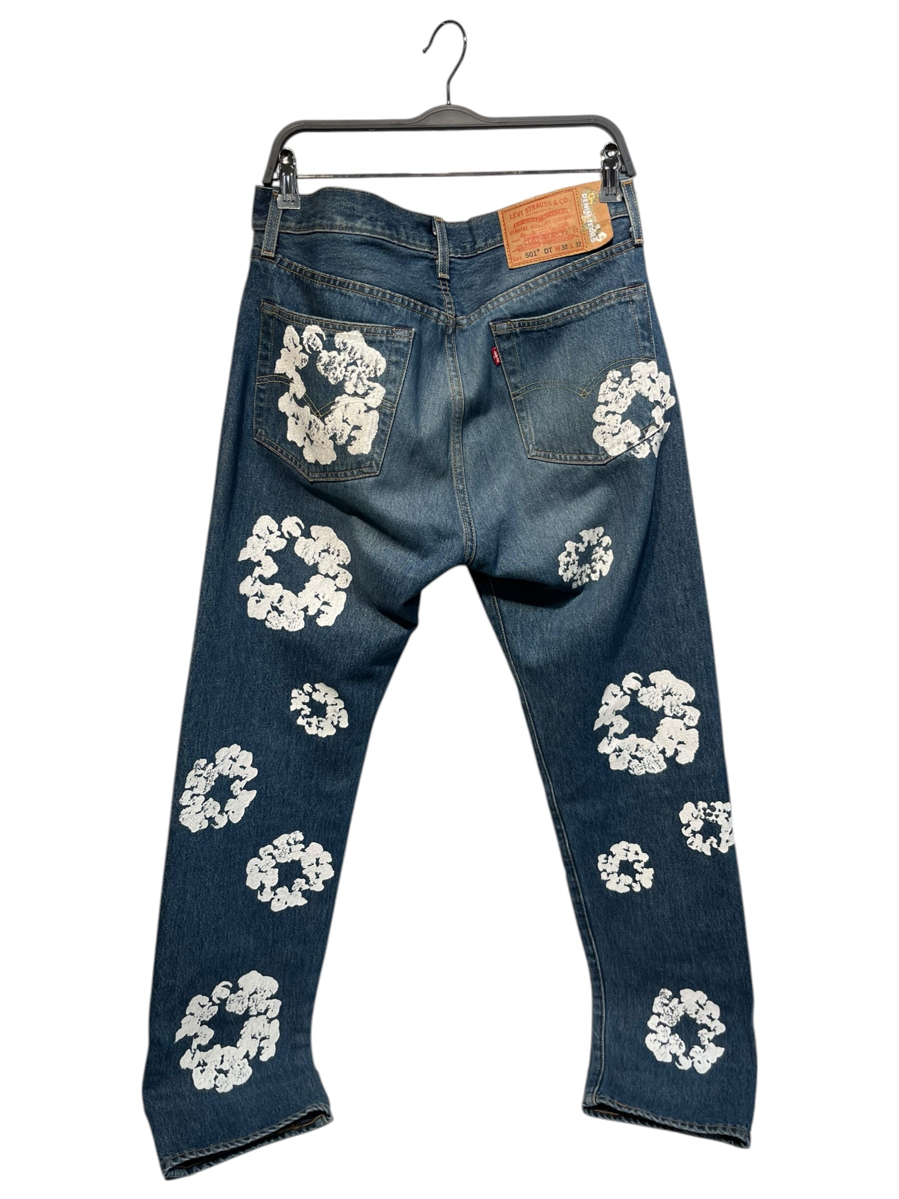 DENIM TEARS/Levi's/Straight Pants/32/Cotton/BLU/All Over Print/COTTON WREATH PRINT view 2