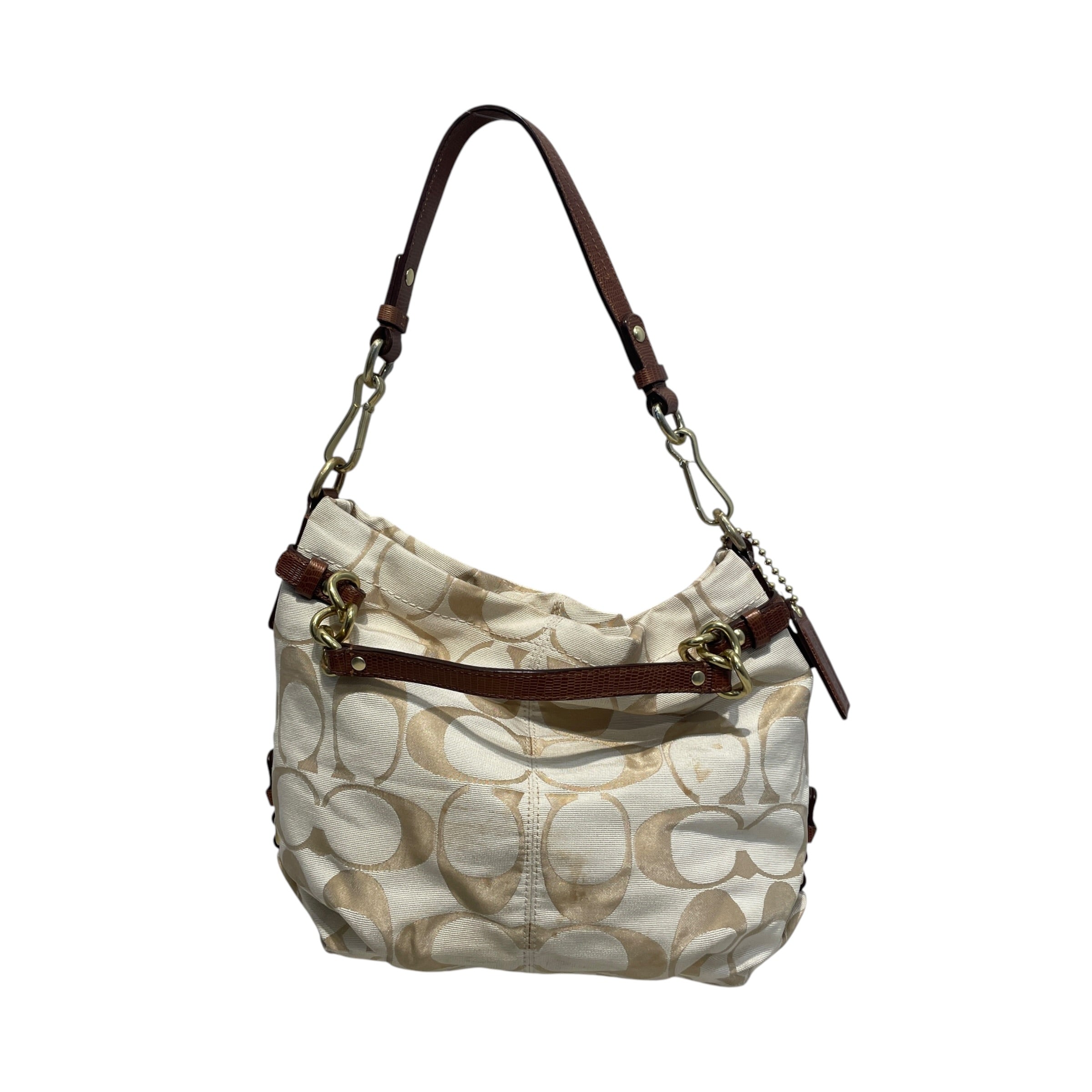 COACH/Hand Bag/Monogram/Cotton/WHT/Monogram Hobo Cab view 1