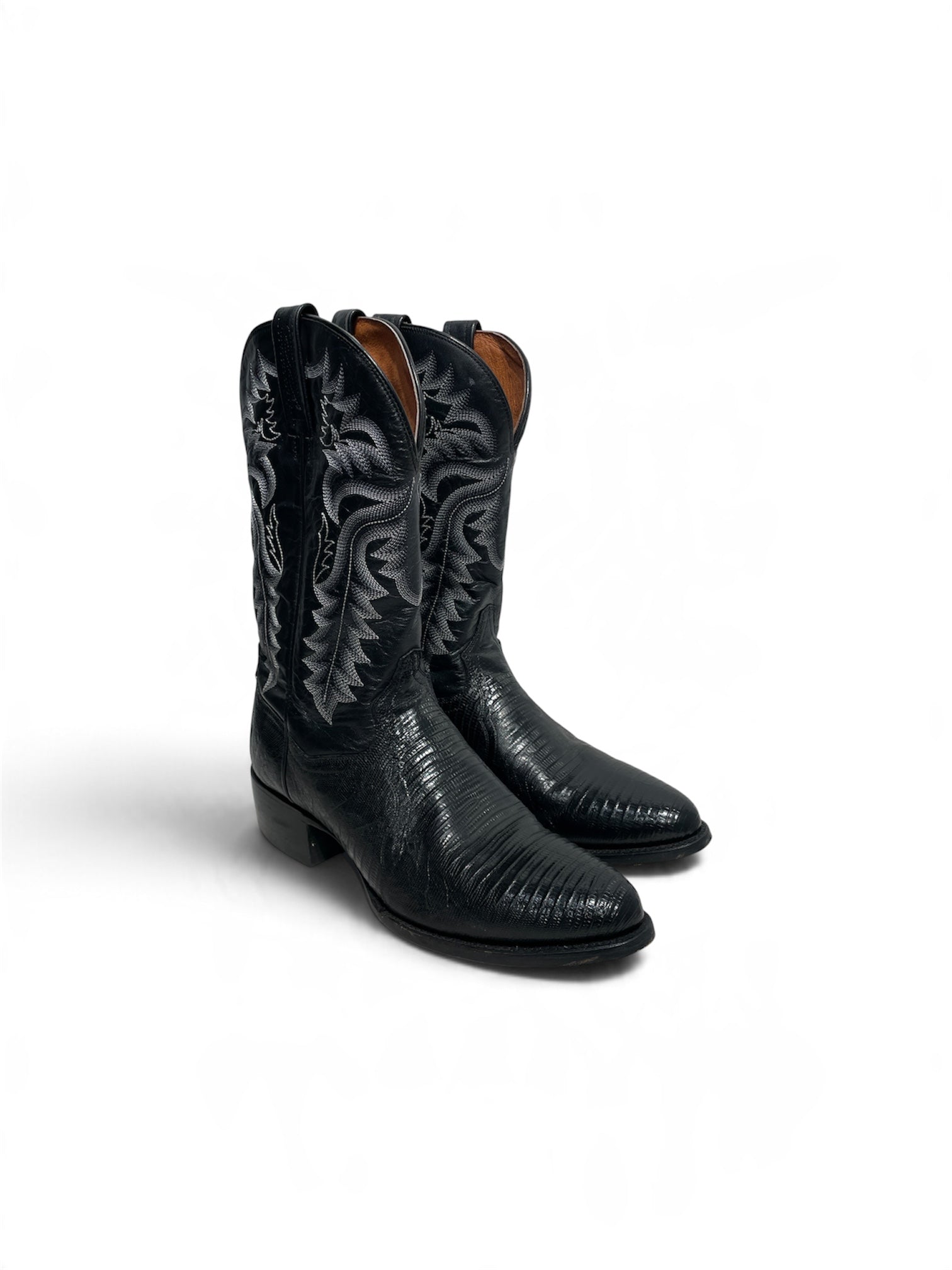 Vintage/Boots/US 11/Leather/BLK/CROC WHITE STITCH view 1