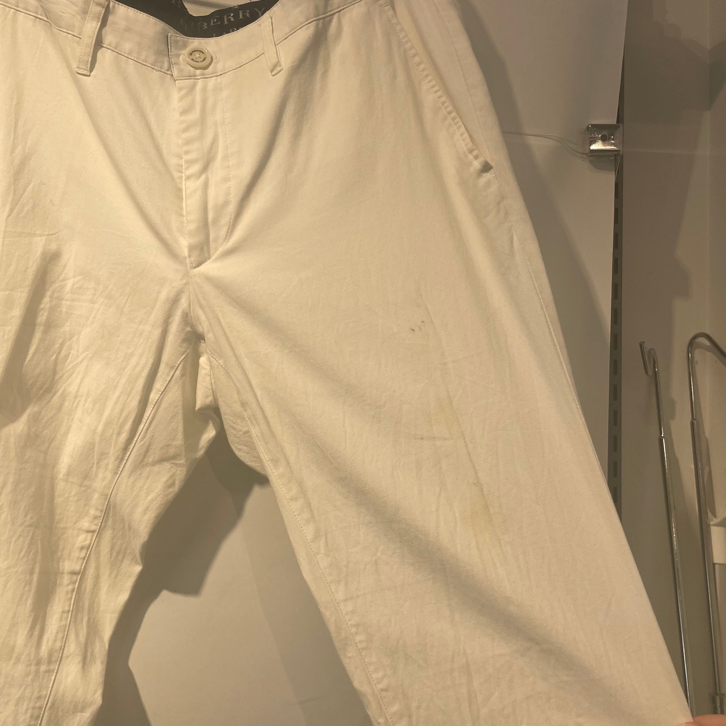 BURBERRY BLACK LABEL/Pants/83/Cotton/WHT/LEATHER LOGO ON BACK view 6