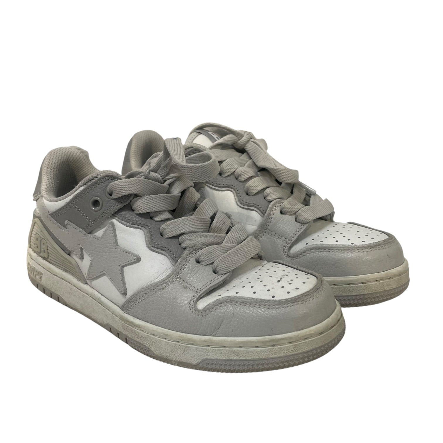 BAPE STA!/Low-Sneakers/US 5/Leather/WHT/light grey colorway view 1