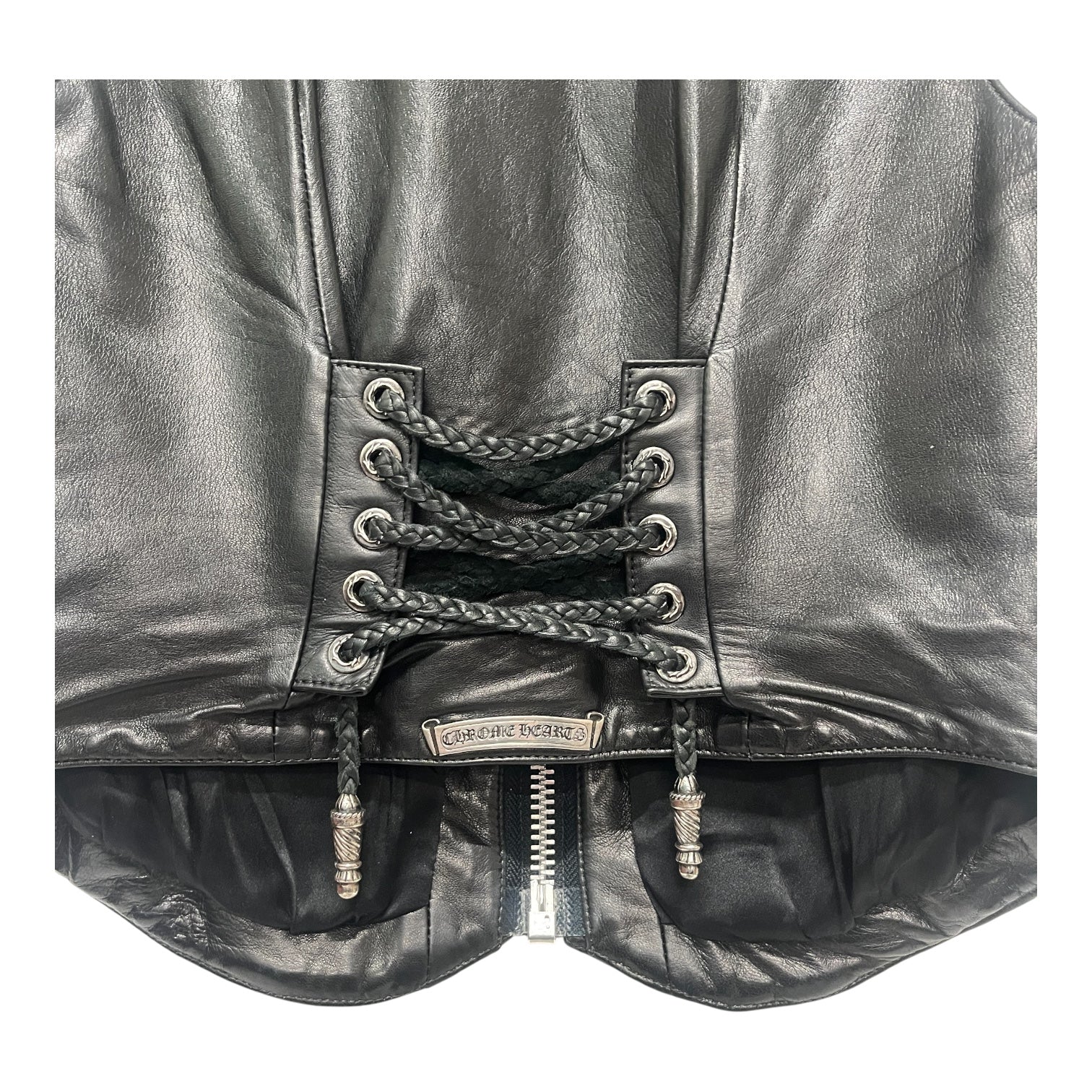 CHROME HEARTS/Quilted Vest/M/Leather/BLK/BACK CORSET/LEATHER QUILTED view 5