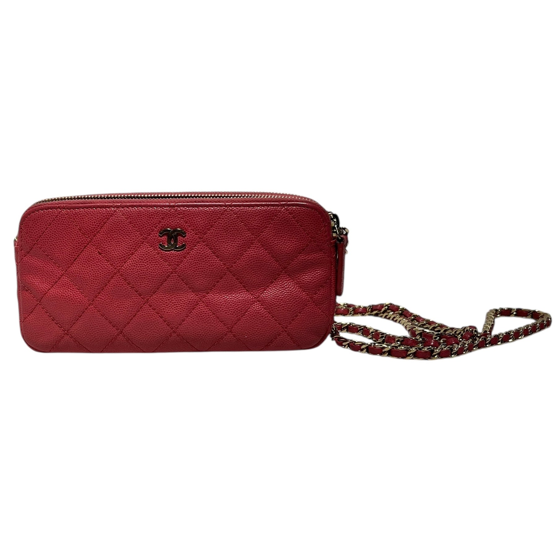 CHANEL/Cross Body Bag/Leather/PNK/CAVIAR DOUBLE ZIP view 1