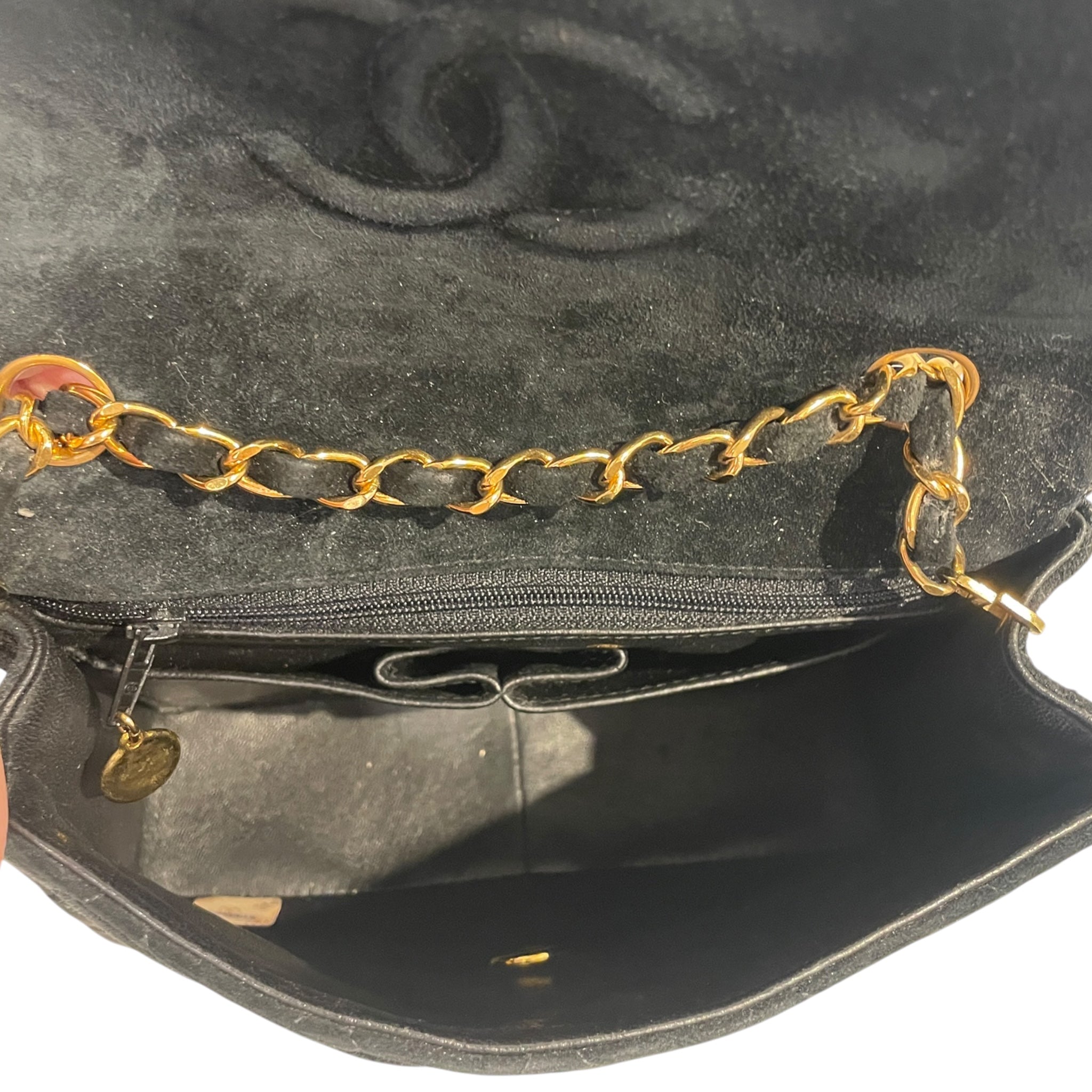 CHANEL/Cross Body Bag/Suede/BLK/XCT7H9J view 4