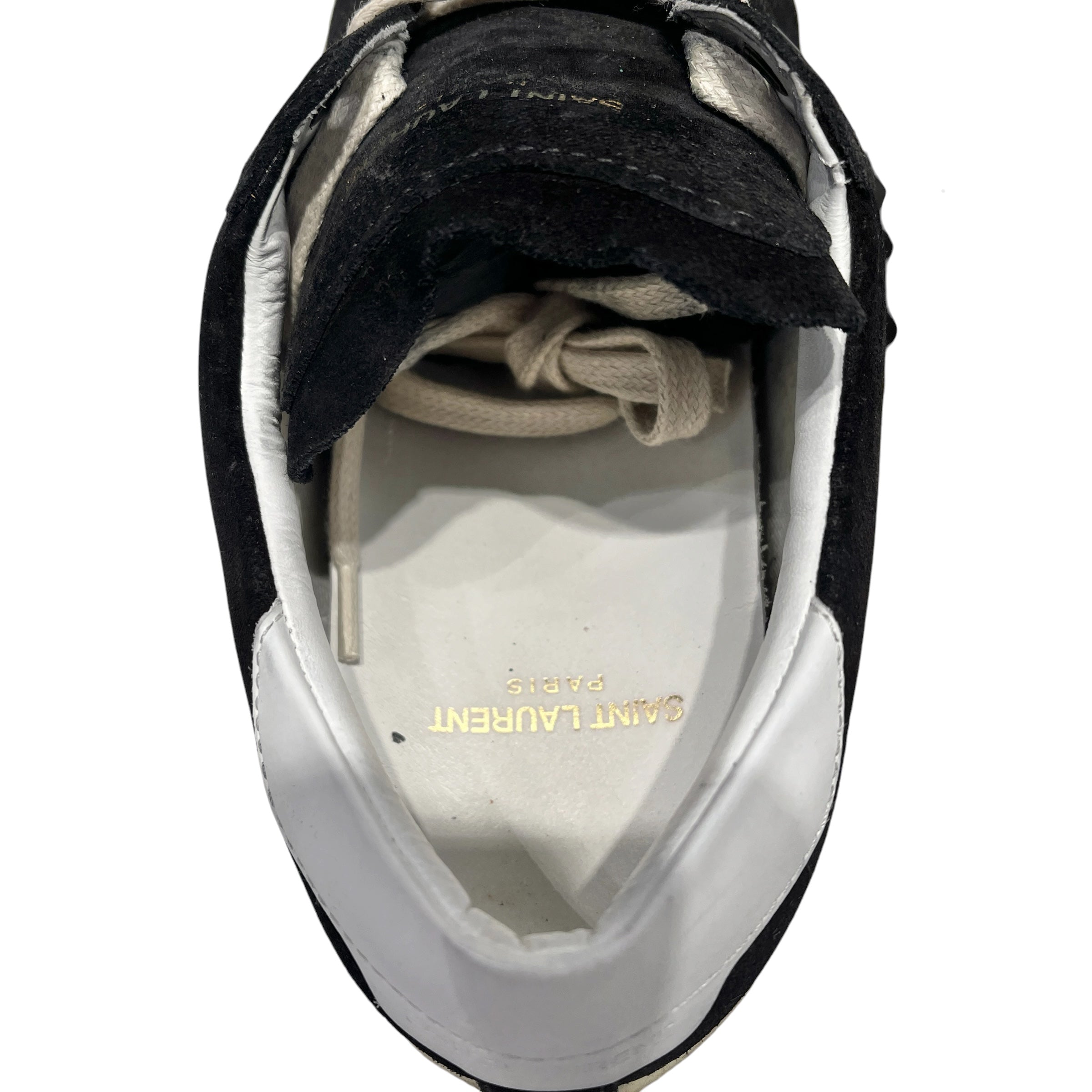 SAINT LAURENT/Low-Sneakers/US 7/Suede/BLK/CRM LACES/WHT HEEL view 3